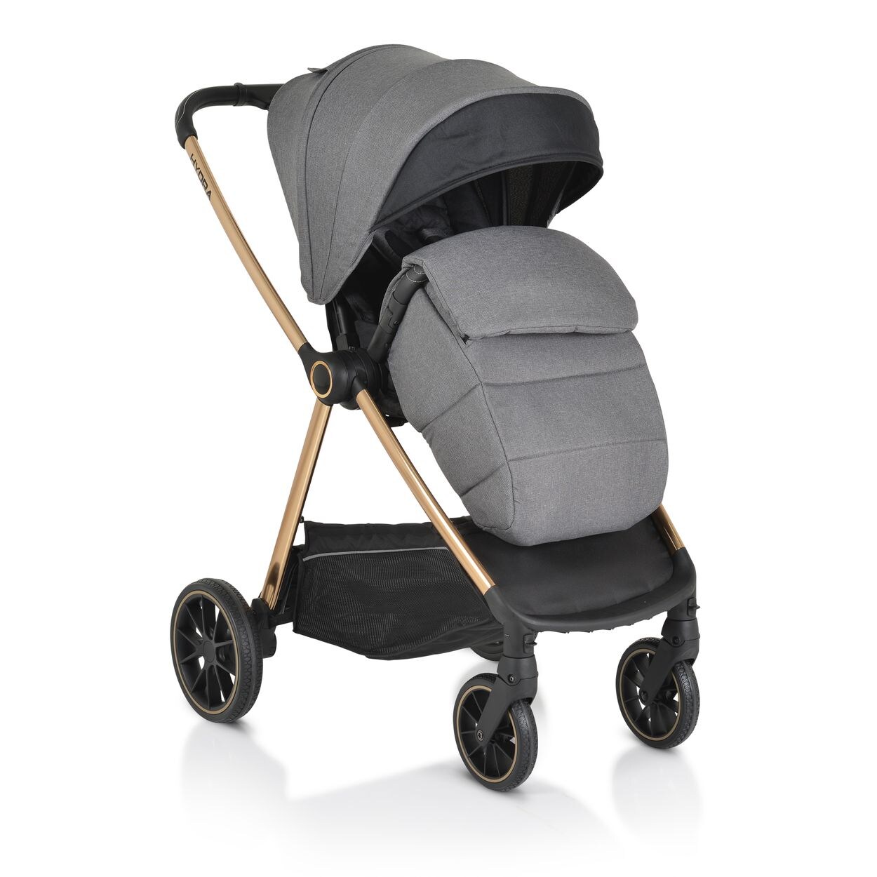 Cangaroo Kinderwagen 2 in 1 Hydra Babywanne Sportsitz Fußabdeckung Moskitonetz grau