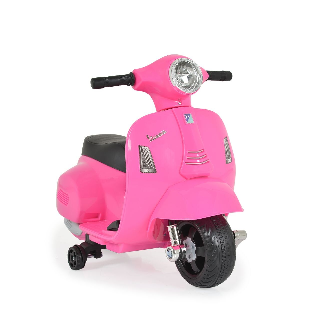 Moni Kinder Elektromotorrad Vespa GTS Super Sport, Roller, Frontleuchten, Hupe pink