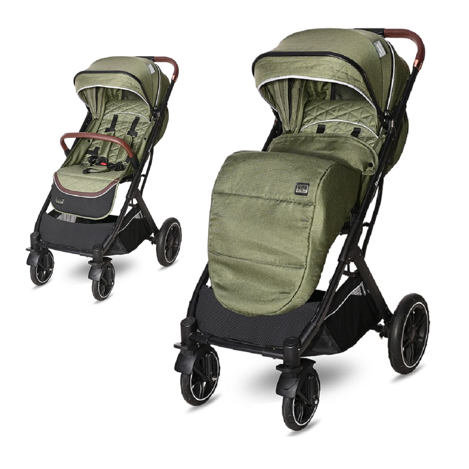 Lorelli Kinderwagen Storm Buggy, Fu&szlig;abdeckung, PU-R&auml;der, Sonnendach, verstellbar gr&uuml;n - Bild 1