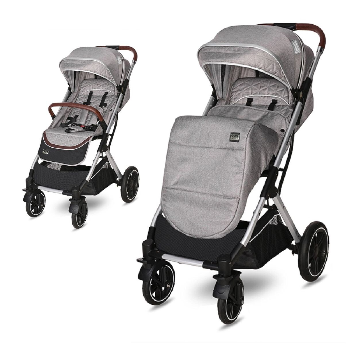 Lorelli Kinderwagen Storm Buggy, Fußabdeckung, PU-Räder, Sonnendach, verstellbar grau/schwarz