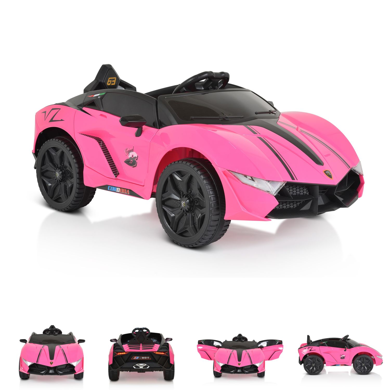 Moni Kinder Elektroauto Cordoba, MP3-Anschluss, Fernbedienung, Gurt, Bluetooth pink - Bild 1