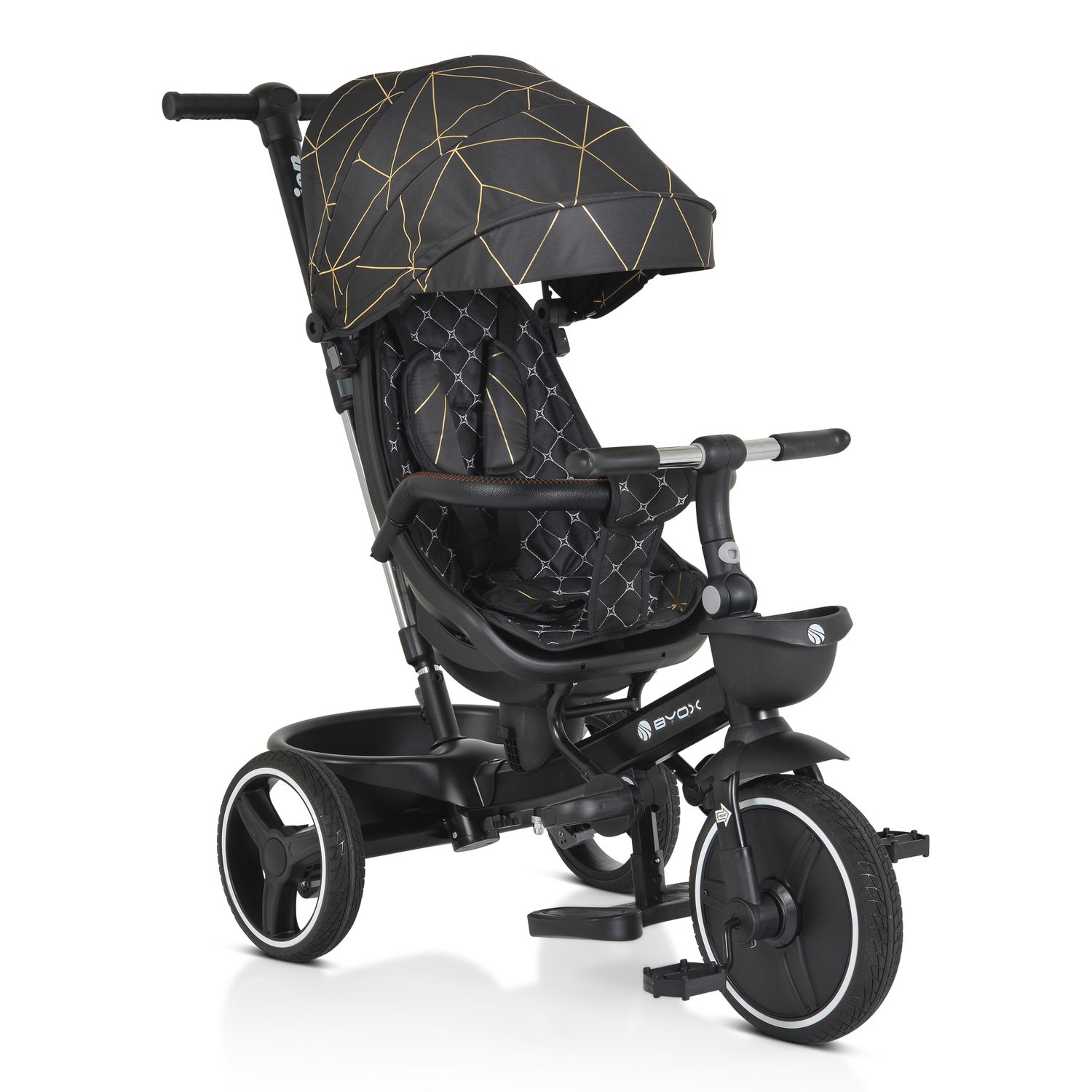 Byox Dreirad Tricycle Fusion verstellbar PU-Reifen drehbarer Sitz Schiebestange schwarz - Bild 1