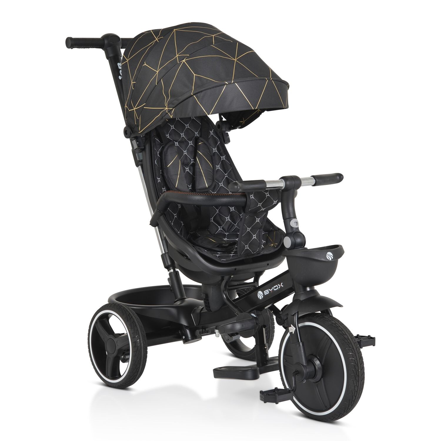 Byox Dreirad Tricycle Fusion verstellbar PU-Reifen drehbarer Sitz Schiebestange schwarz | 03800146231255