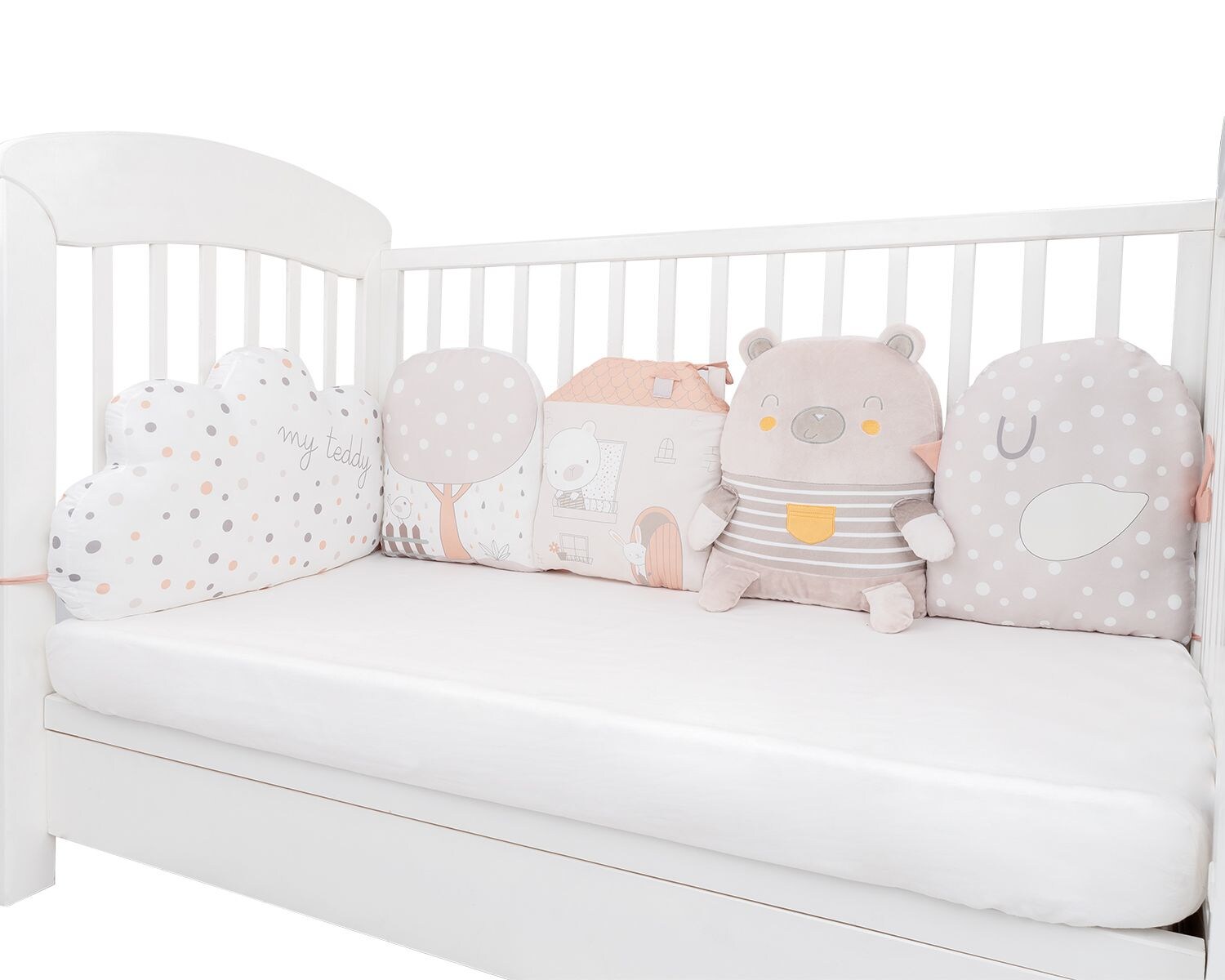 Kikkaboo Babykissen-Set 5-tlg. Plüsch Jersey Einzelkissen Maße 35 x 30 x 7 cm beige