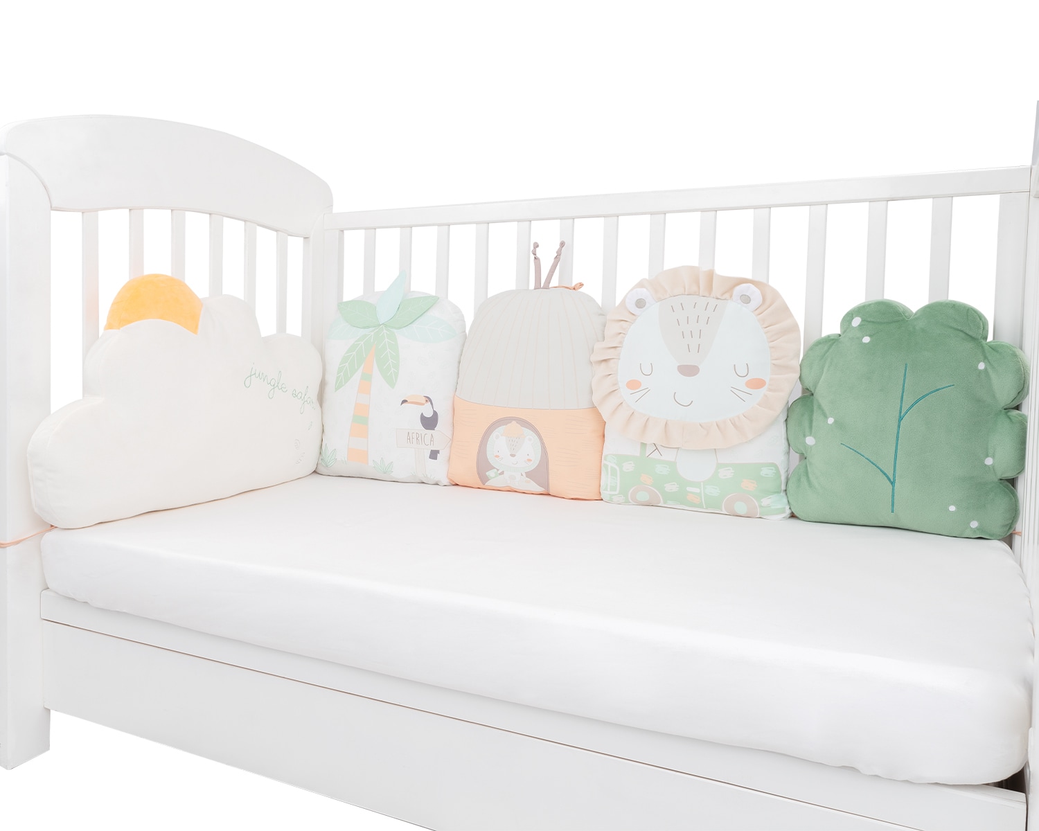 Kikkaboo Babykissen-Set 5-tlg. Pl&uuml;sch Jersey Einzelkissen Ma&szlig;e 35 x 30 x 7 cm gr&uuml;n - Bild 1