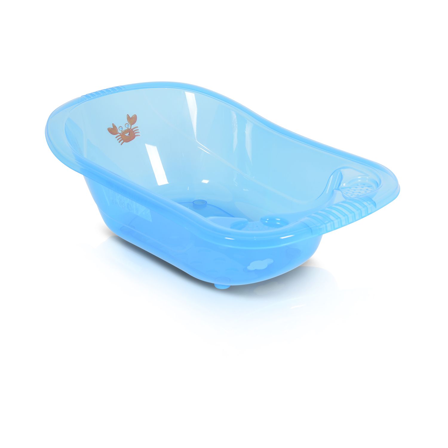 Moni Babybadewanne Omar 90 cm Transparent Wasserablauf Ablagef&auml;cher f&uuml;r Zubeh&ouml;r blau - Bild 1