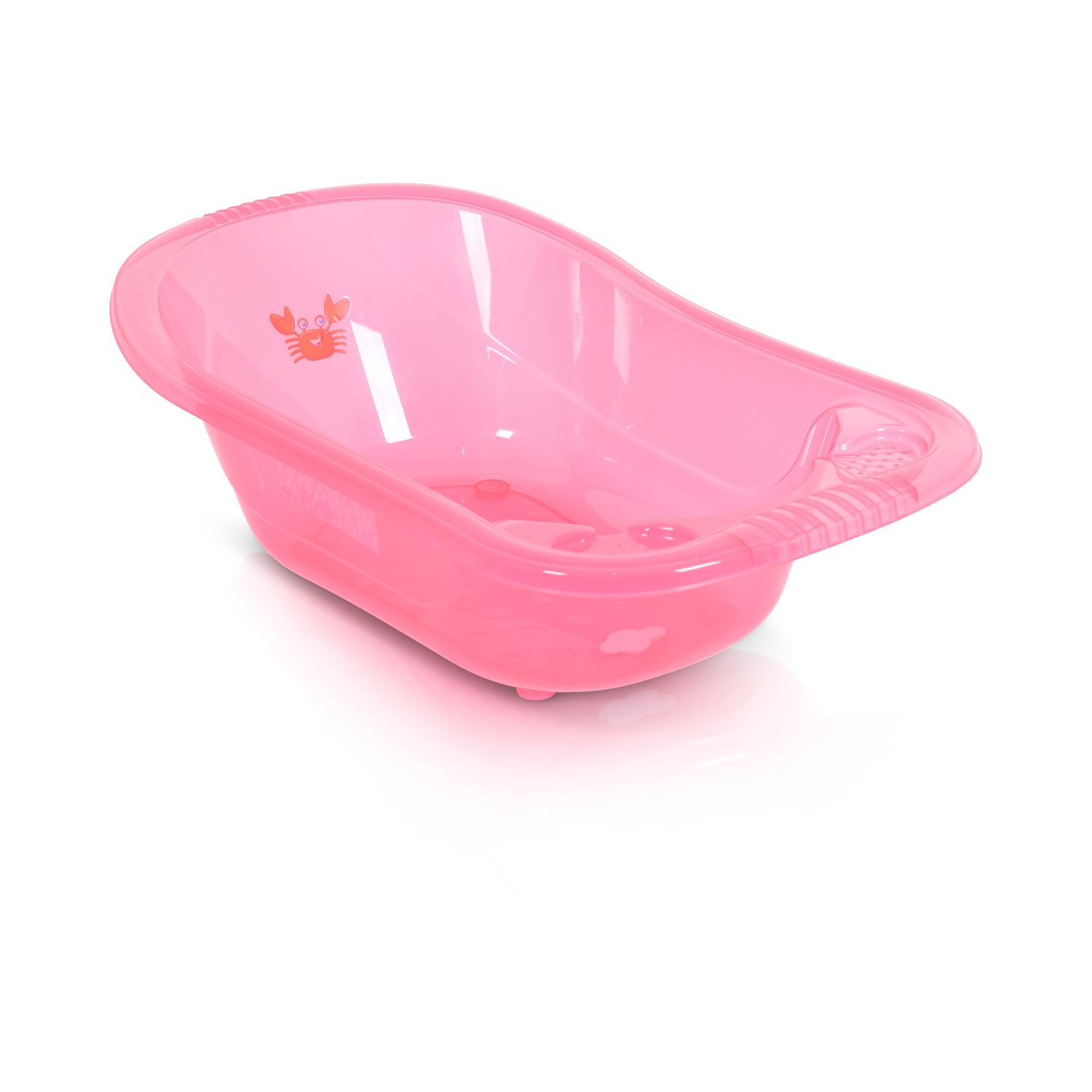 Moni Babybadewanne Omar 90 cm Transparent Wasserablauf Ablagef&auml;cher f&uuml;r Zubeh&ouml;r rosa - Bild 1