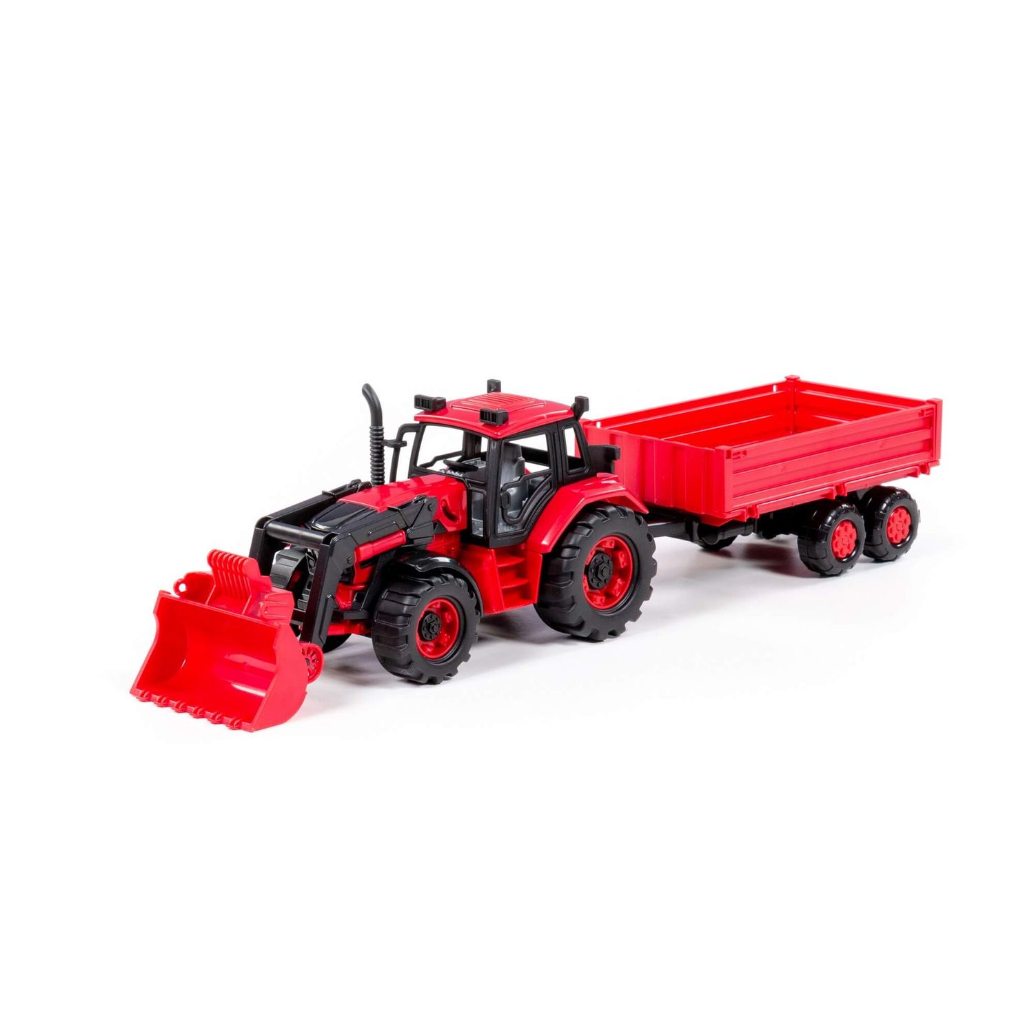 Polesie Spielzeug-Traktor 91871 Anh&auml;nger Frontschaufel Schwungantrieb Radlader rot - Bild 1