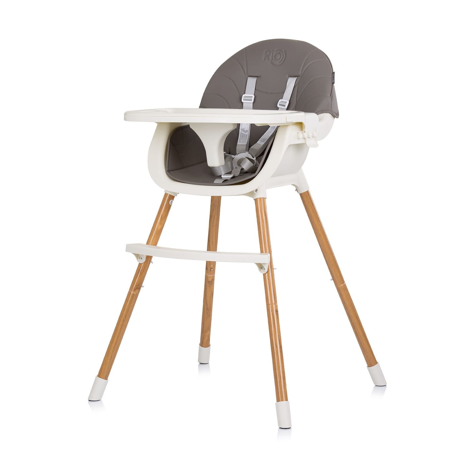 Chipolino Kinderhochstuhl Rio 2 in 1, Kinderstuhl rutschfeste Beine 5-Punkt-Gurt dunkelgrau - Bild 1