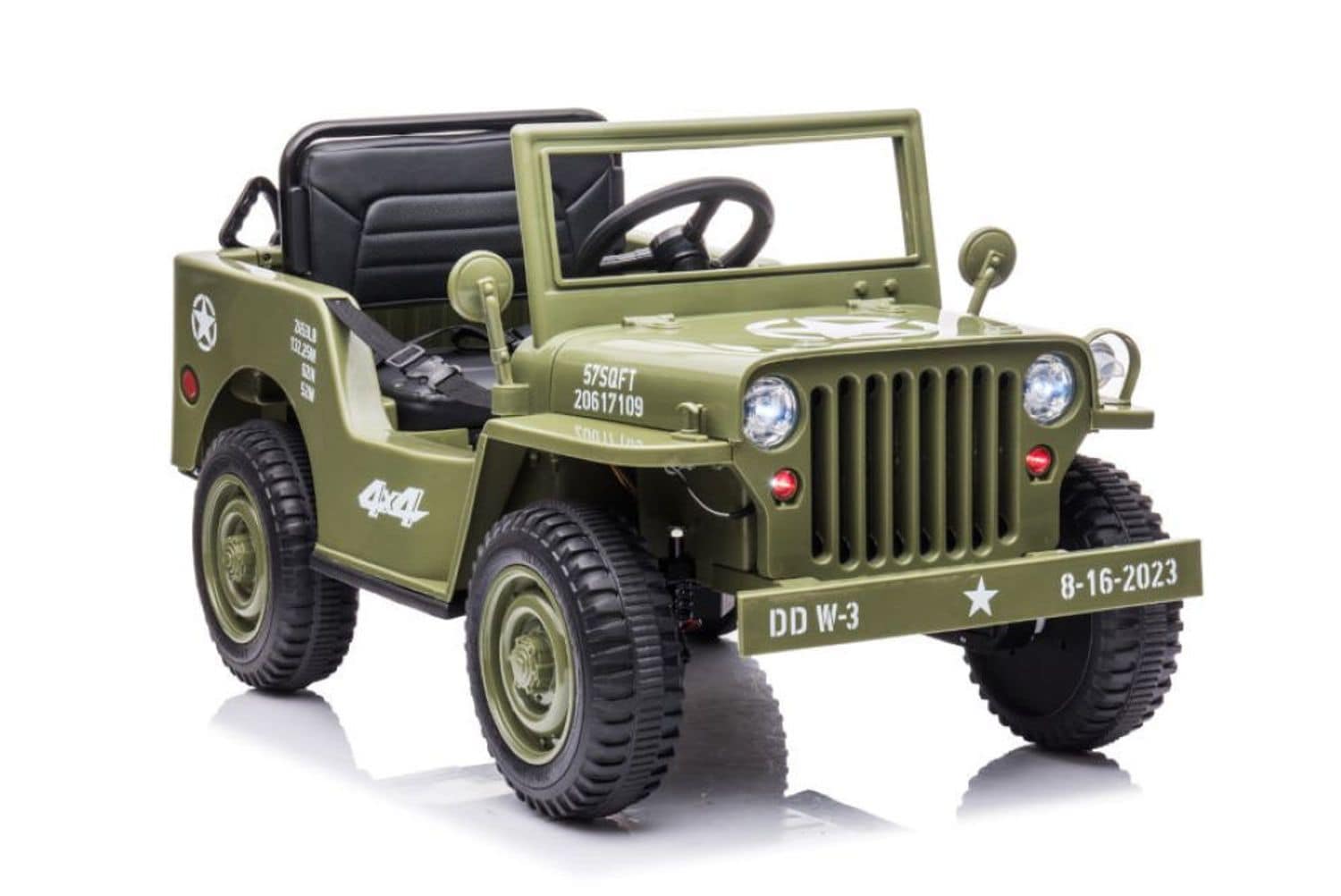 ES-Toys Kinder Elektrofahrzeug Offroad Milit&auml;r, Allradantrieb, EVA-Reifen, MP3 gr&uuml;n - Bild 1