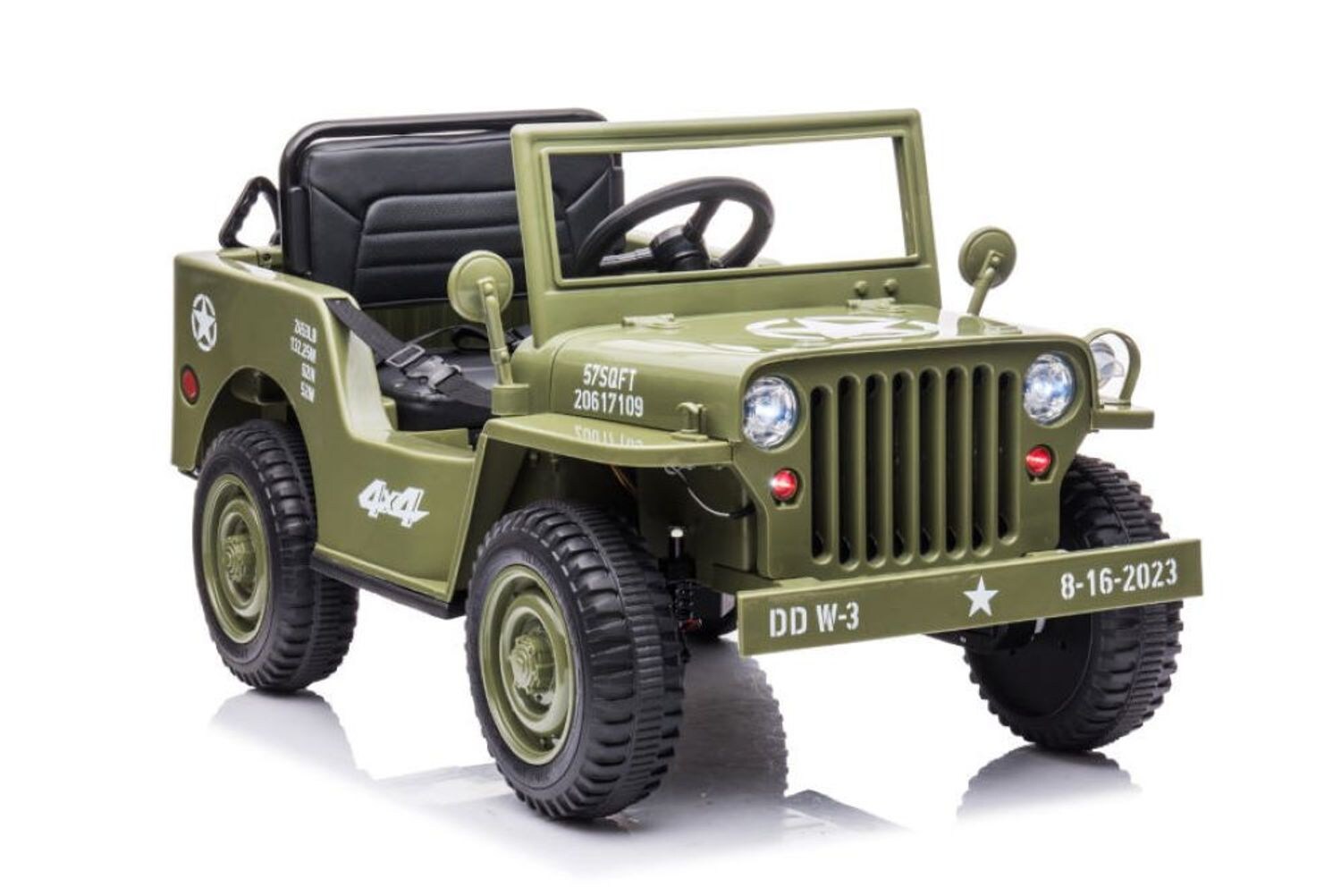 ES-Toys Kinder Elektrofahrzeug Offroad Militär, Allradantrieb, EVA-Reifen, MP3 grün