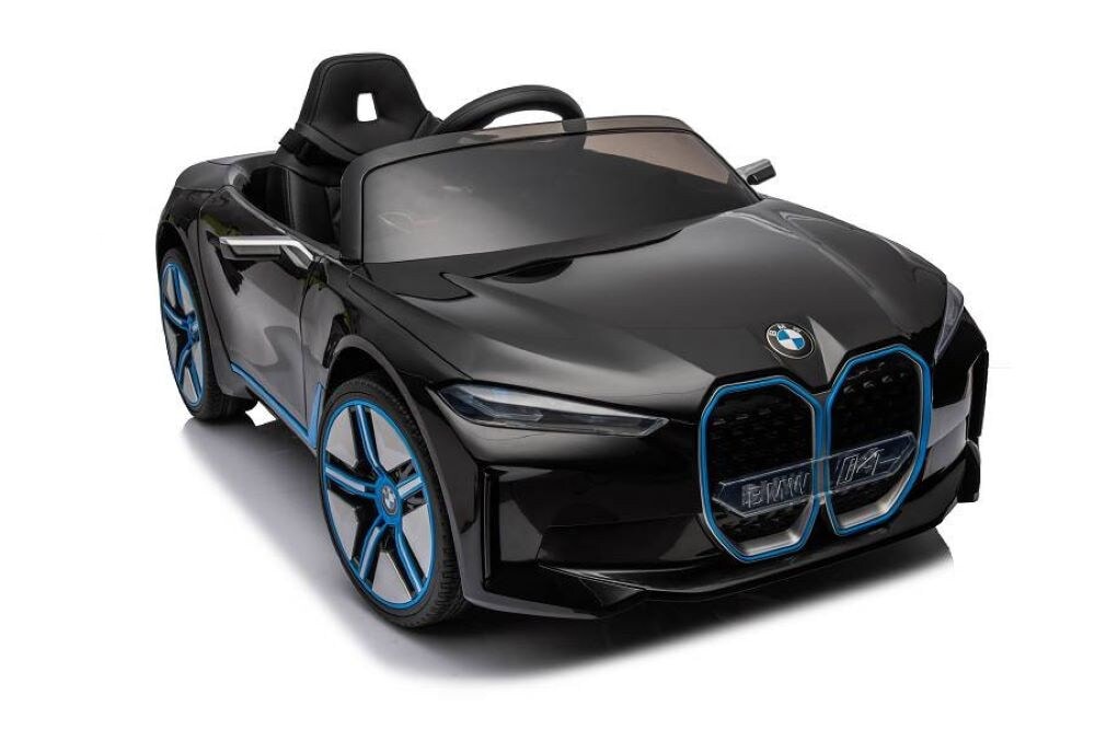 ES-Toys Kinder Elektroauto BMW I4, MP3, Bluetooth, EVA-Reifen, Gurt, bis 6 km/h schwarz - Bild 1