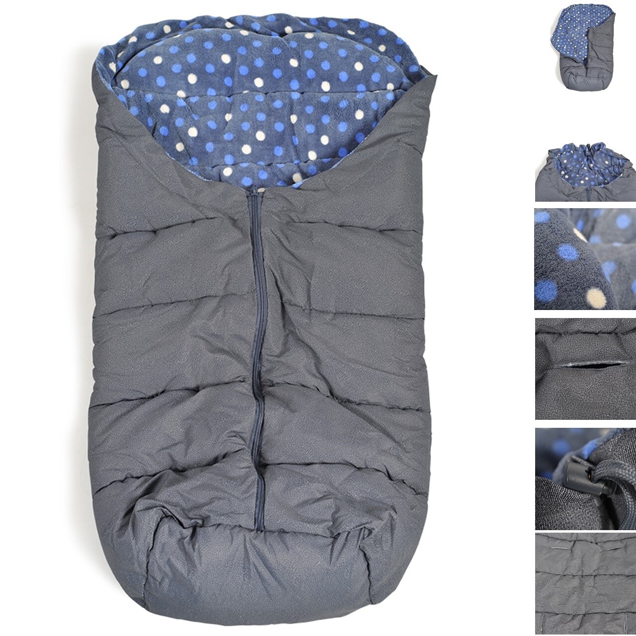 Cangaroo Fu&szlig;sack Cuddle, f&uuml;r Kinderwagen Thermofleece wasserdicht Rei&szlig;verschluss dunkelblau - Bild 1