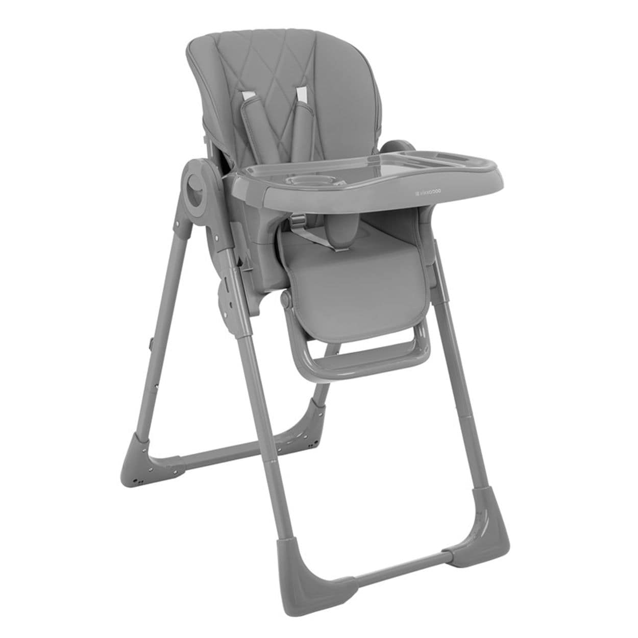 Kikkaboo Kinderhochstuhl Comfy höhenverstellbar, Gurt, Doppeltablett, klappbar grau