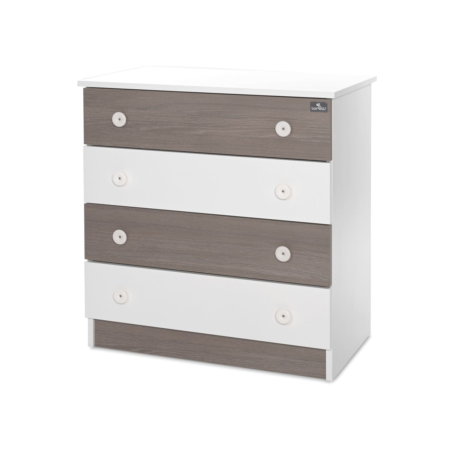 Lorelli Kommode Dresser 81 x 50 x 86 cm, 4 gro&szlig;e Schubladen, schnelle Montage wei&szlig; braun - Bild 1