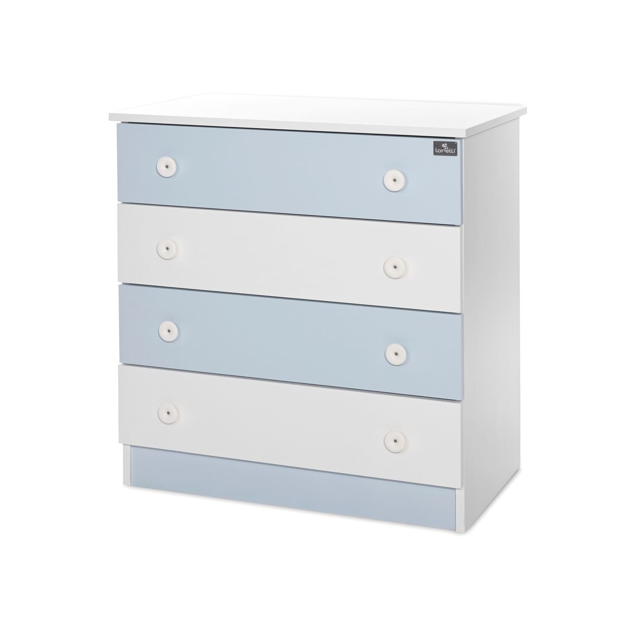 Lorelli Kommode Dresser 81 x 50 x 86 cm, 4 große Schubladen, schnelle Montage weiß blau