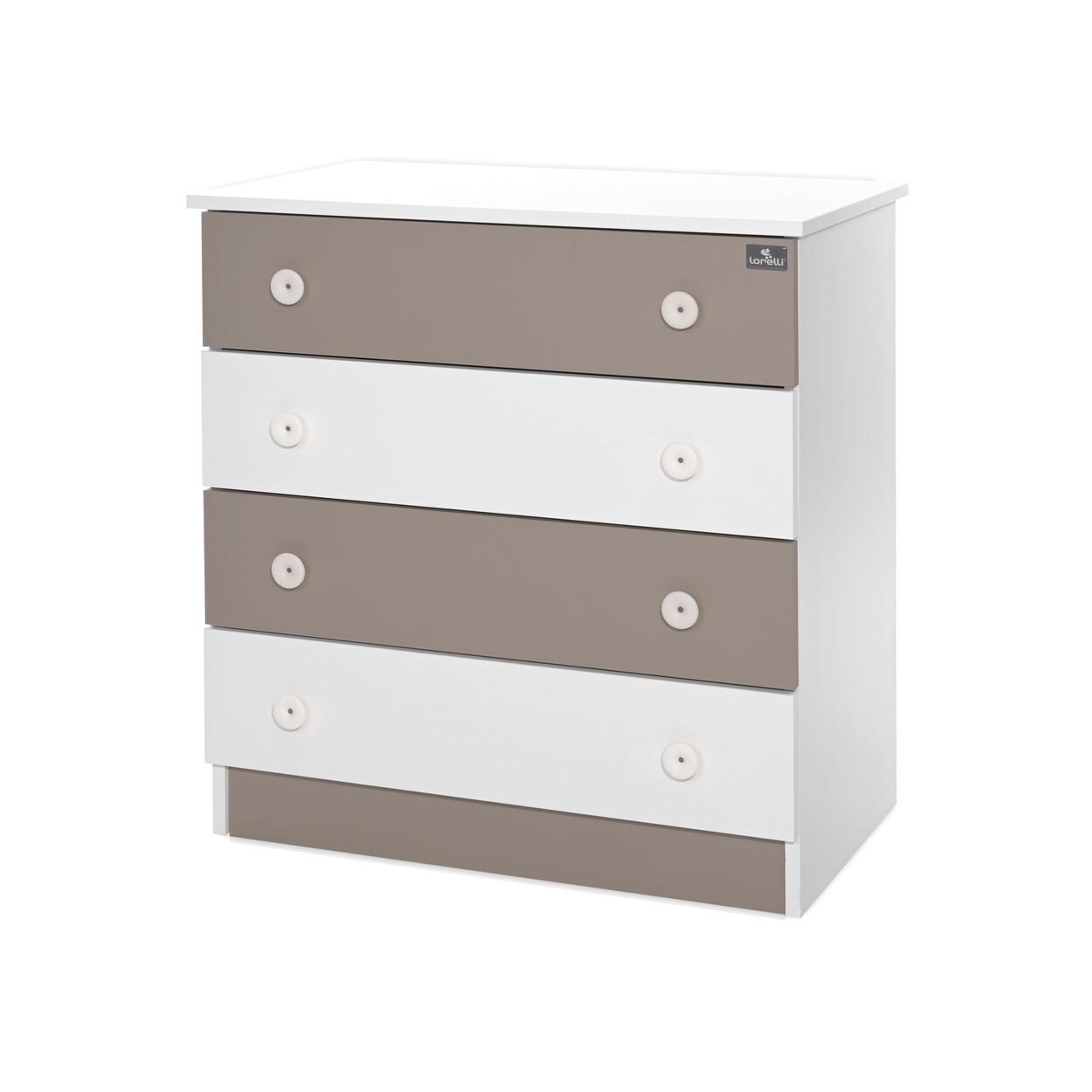 Lorelli Kommode Dresser 81 x 50 x 86 cm, 4 große Schubladen, schnelle Montage dunkelbraun weiß