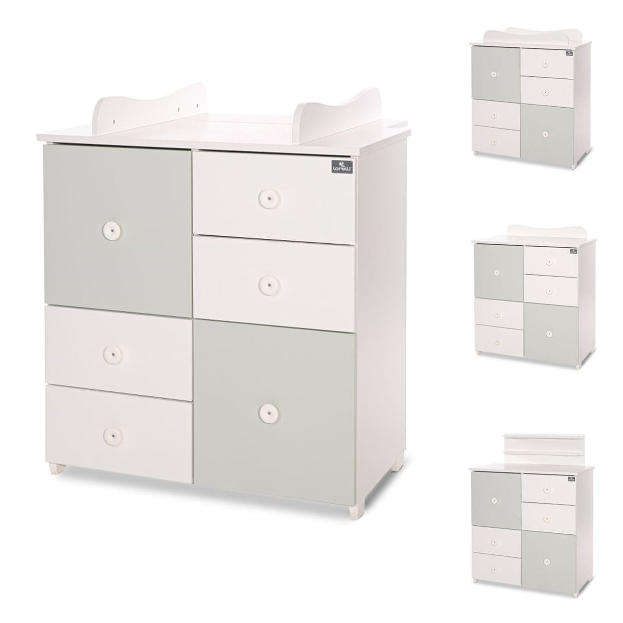 Lorelli Kommode Cupboard 83 x 71 x 96 cm, 4 Schubladen, 2 T&uuml;ren mit Regalboden gr&uuml;n - Bild 1