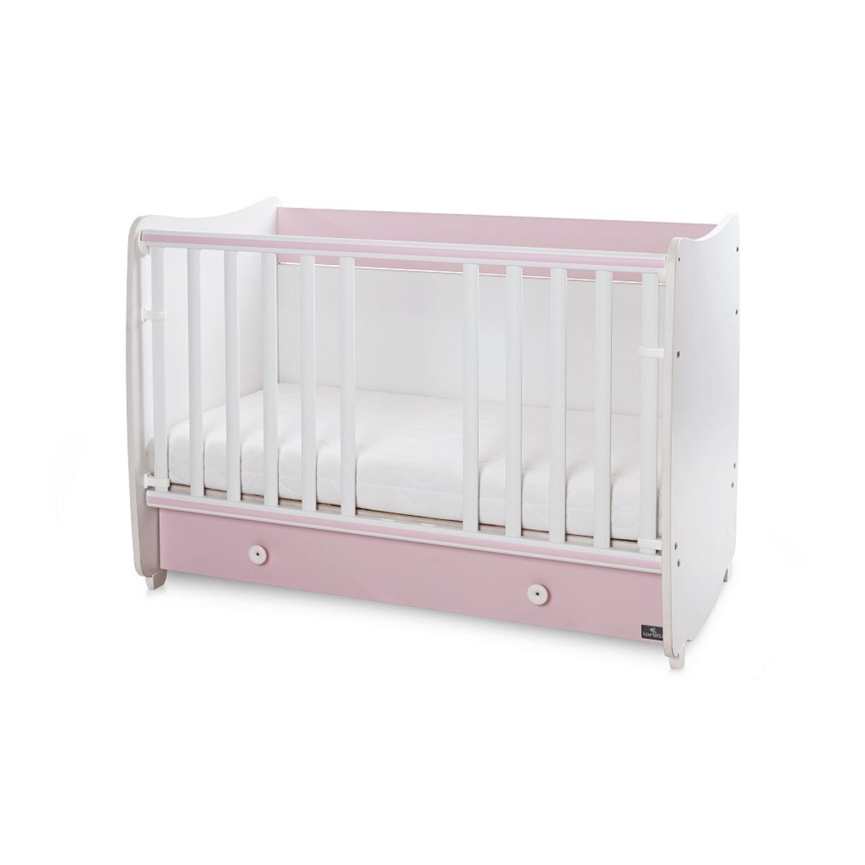 Lorelli Babybett Dream 60 x 120 cm umbaubar Schreibtisch Kinderbett Schaukelbett pink