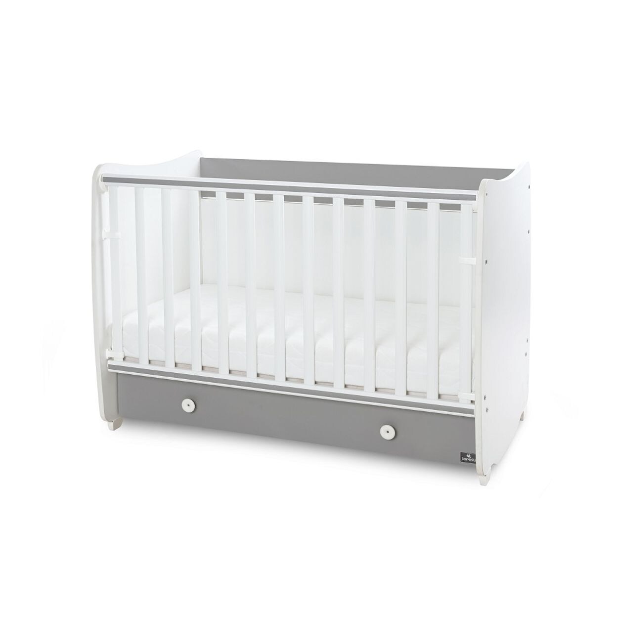 Lorelli Babybett Dream 60 x 120 cm umbaubar Schreibtisch Kinderbett Schaukelbett weiß dunkelgrau