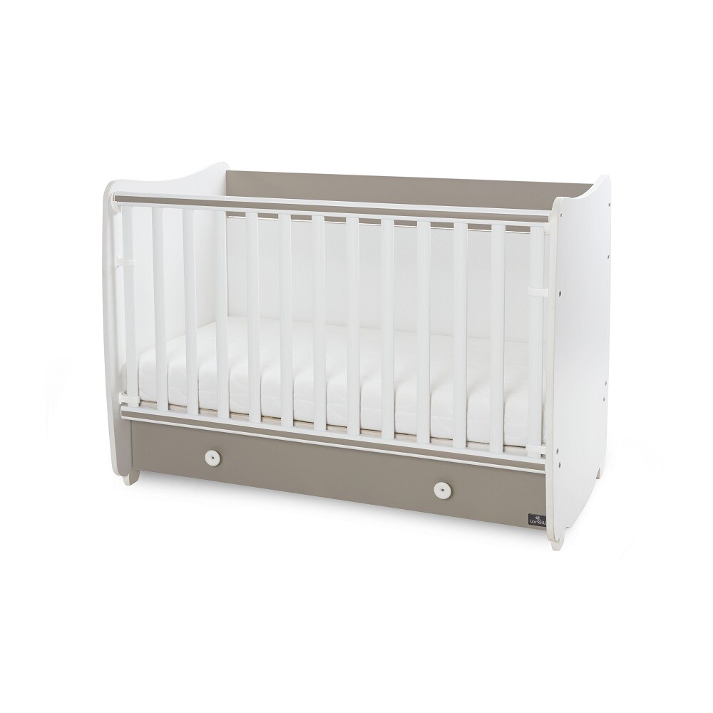 Lorelli Babybett Dream 60 x 120 cm umbaubar Schreibtisch Kinderbett Schaukelbett dunkelbraun wei&szlig; - Bild 1
