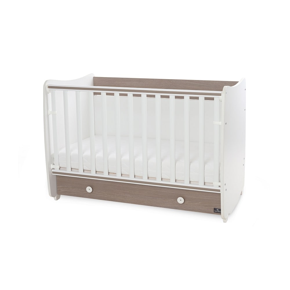 Lorelli Babybett Dream 60 x 120 cm umbaubar Schreibtisch Kinderbett Schaukelbett braun wei&szlig; - Bild 1