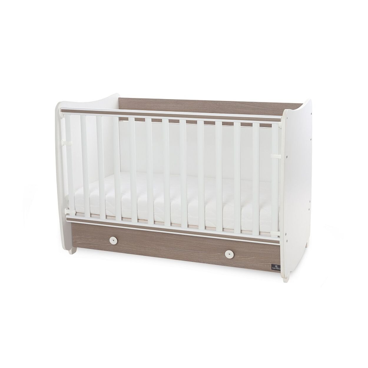 Lorelli Babybett Dream 60 x 120 cm umbaubar Schreibtisch Kinderbett Schaukelbett braun weiß