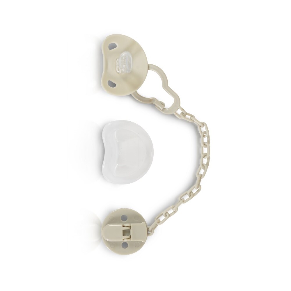 Cangaroo Schnuller, Schnullerkette Star, Schutzdeckel, Schnullerband, ab Geburt grau - Bild 1