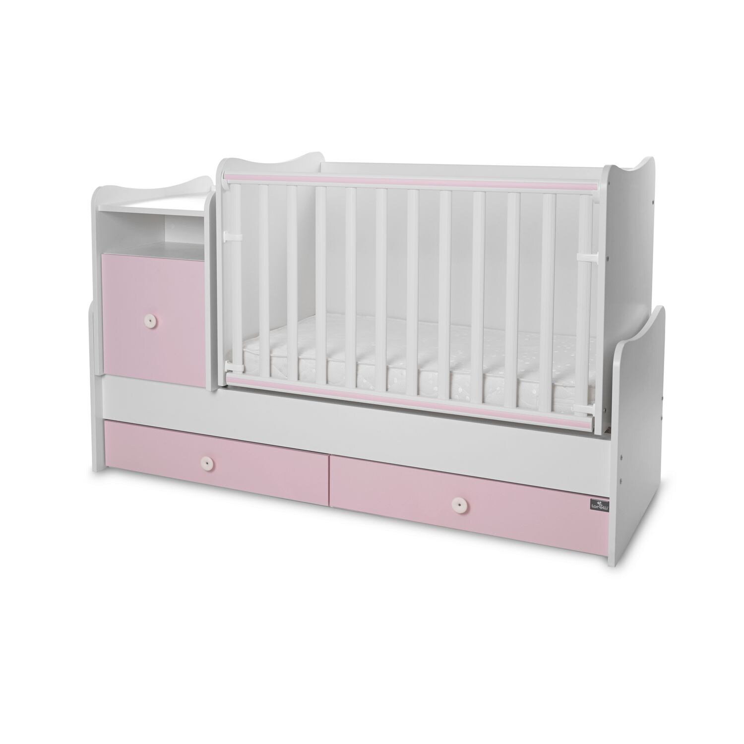 Lorelli Babybett 4 in 1 Trend Plus NEW Schaukelfunktion Jugendbett Schreibtisch pink | 03800166104799