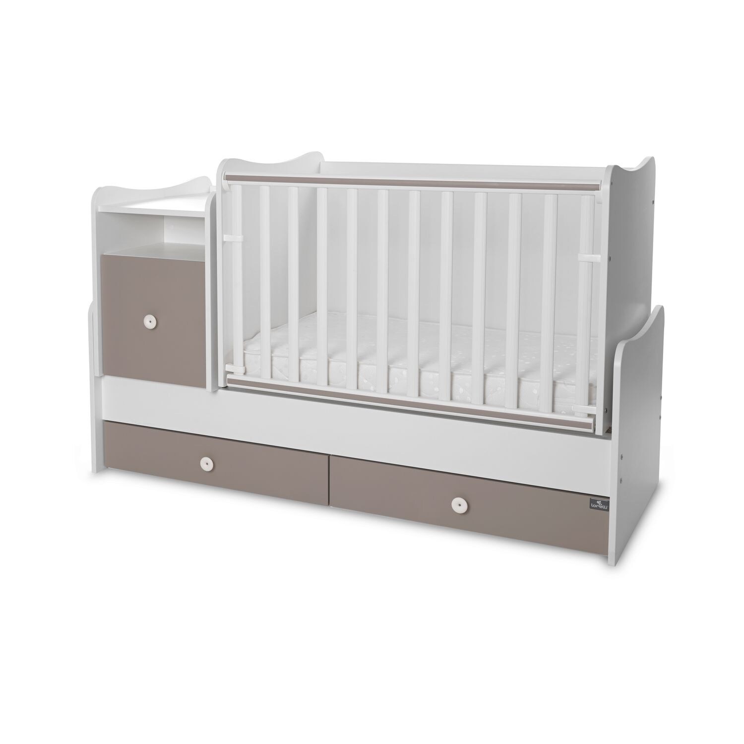 Lorelli Babybett 4 in 1 Trend Plus NEW Schaukelfunktion Jugendbett Schreibtisch hellgrau | 03800166100593