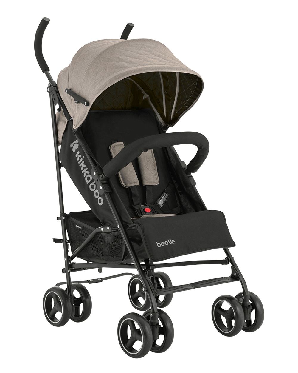 Kikkaboo Kinderwagen Käfer, Stahlrahmen, Korb, abnehmbare Vorderräder, Fußstütze braun