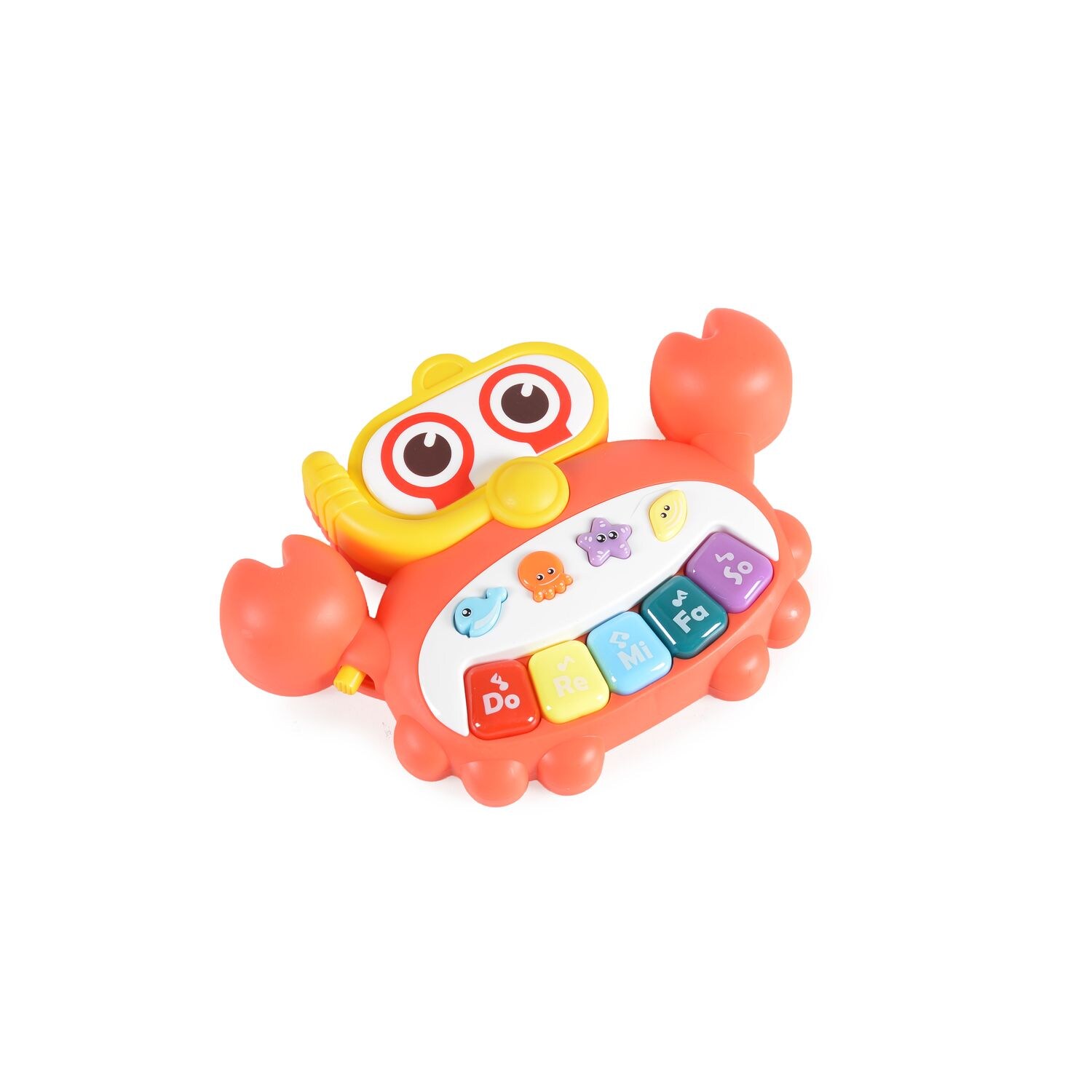 Moni Musikspielzeug Krabbe HE0535 Melodien, Tasten, Licht, Babyklavier, Tiere rot | 03800146222383