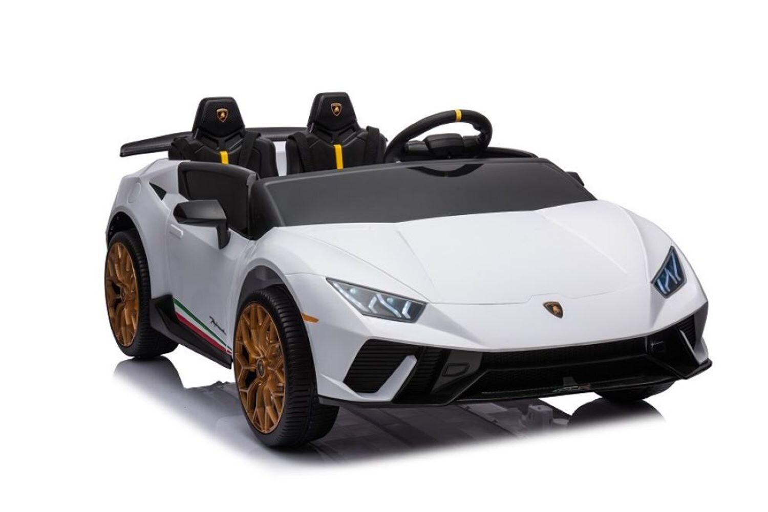 ES-Toys Kinder Elektroauto Lamborghini Huracan Spider Zweisitzer, EVA-Reifen weiß