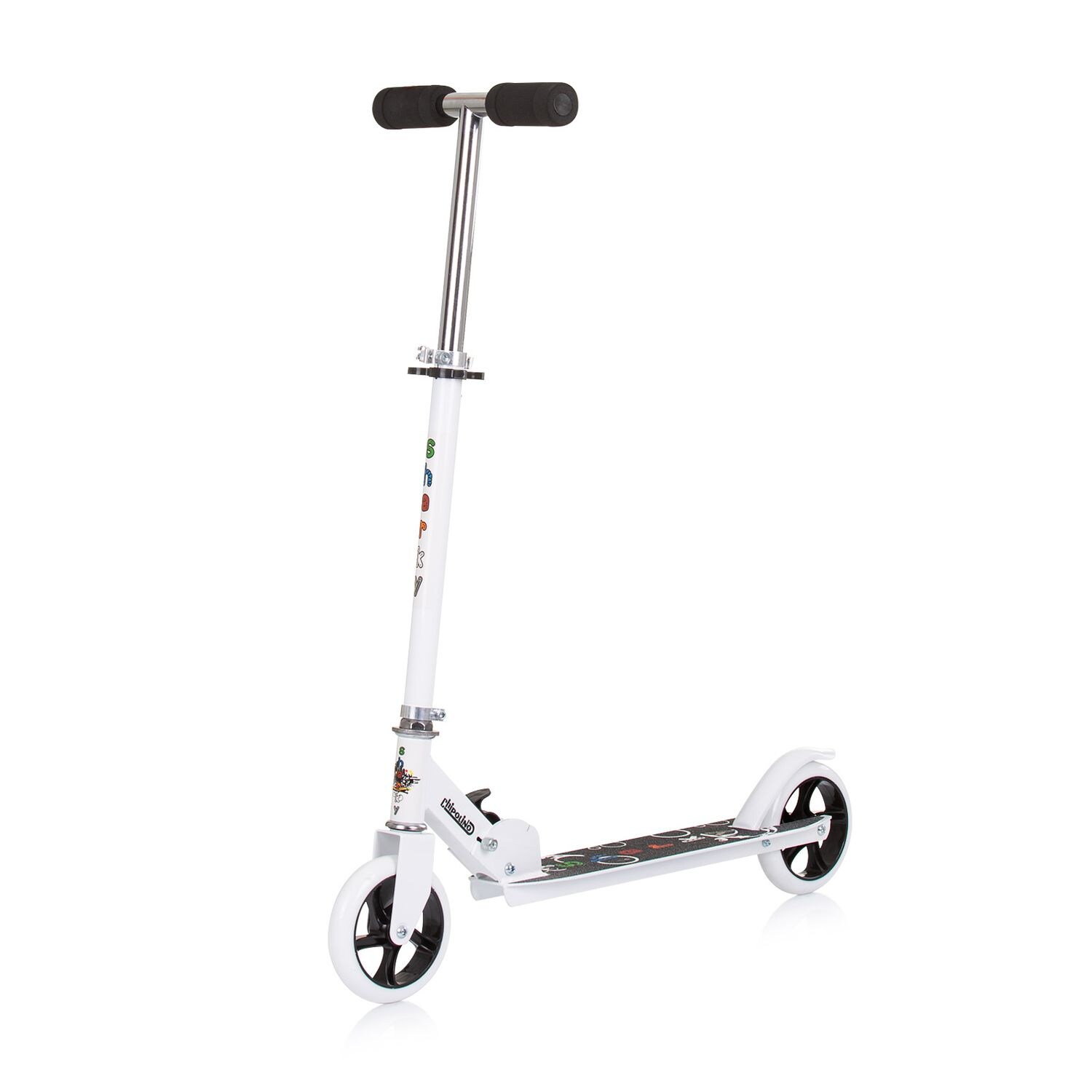 Chipolino Kinderroller Sharky klappbar PU Räder ABEC-7 Lager Bremse verstellbar weiß | 03800931055417