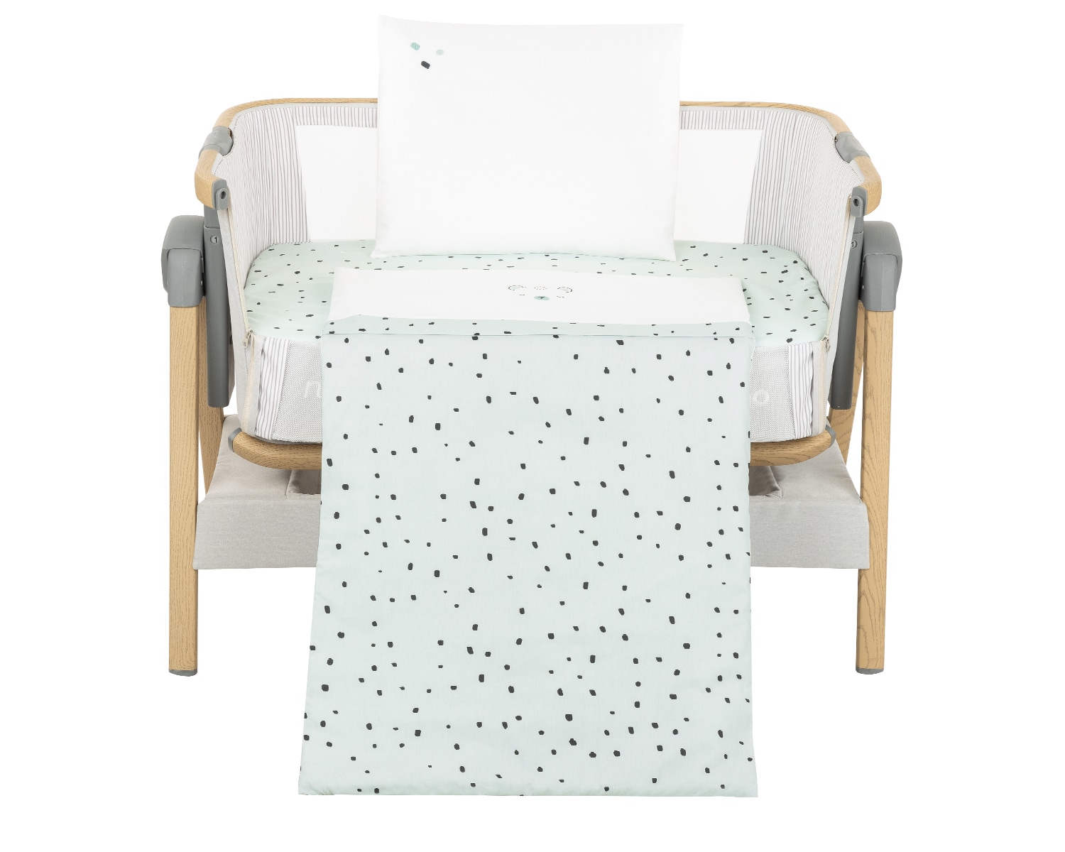 Kikkaboo Babybettw&auml;sche Set Bear with me 3-teilig Decke 85 x 55 Kissen 45 x 35 gr&uuml;n - Bild 1