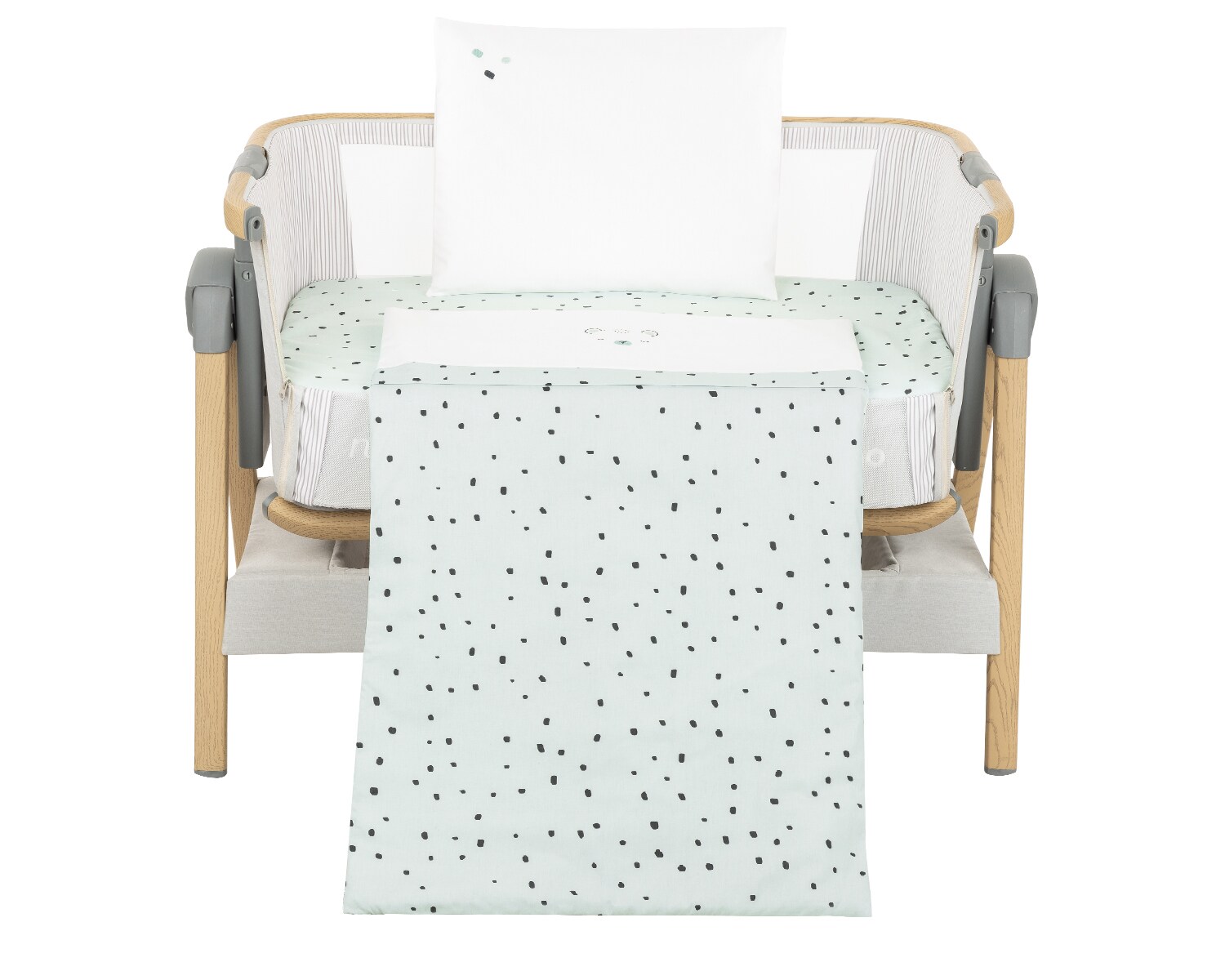 Kikkaboo Babybettwäsche Set Bear with me 3-teilig Decke 85 x 55 Kissen 45 x 35 grün | 03800171200745