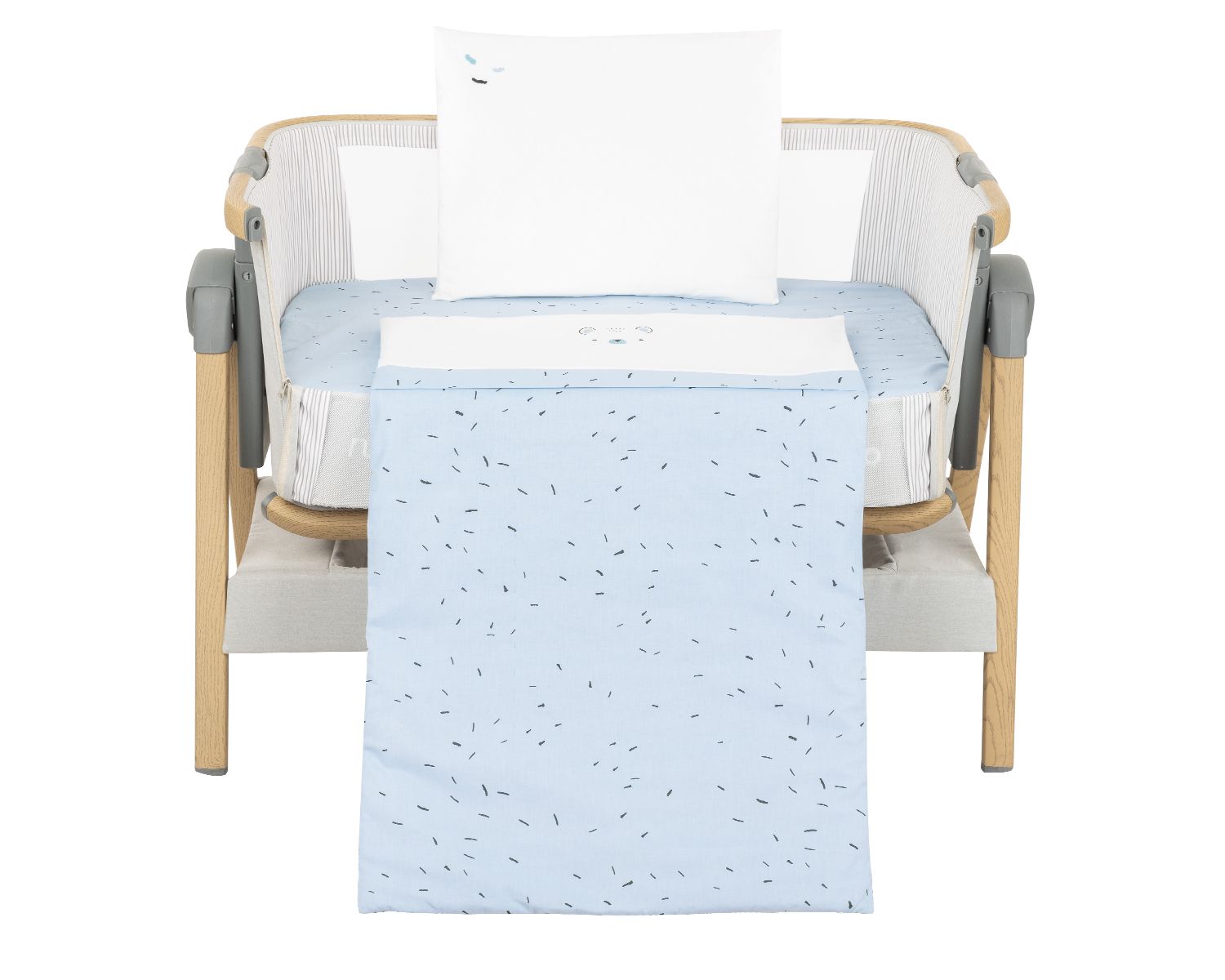 Kikkaboo Babybettw&auml;sche Set Bear with me 3-teilig Decke 85 x 55 Kissen 45 x 35 blau - Bild 1