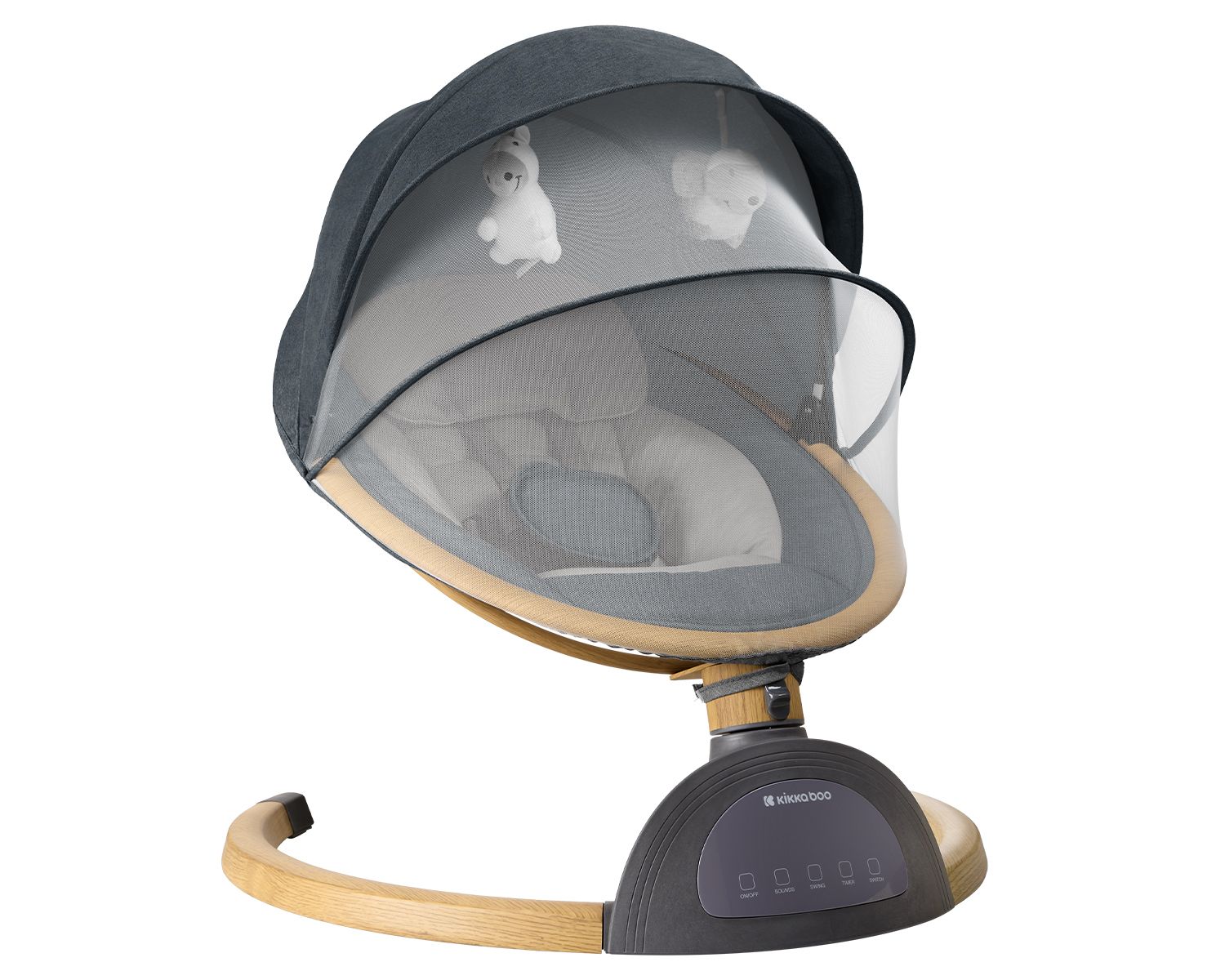 Kikkaboo Babywippe Ashlee elektrisch Schaukelfunktion Moskitonetz Fernbedienung dunkelgrau - Bild 1