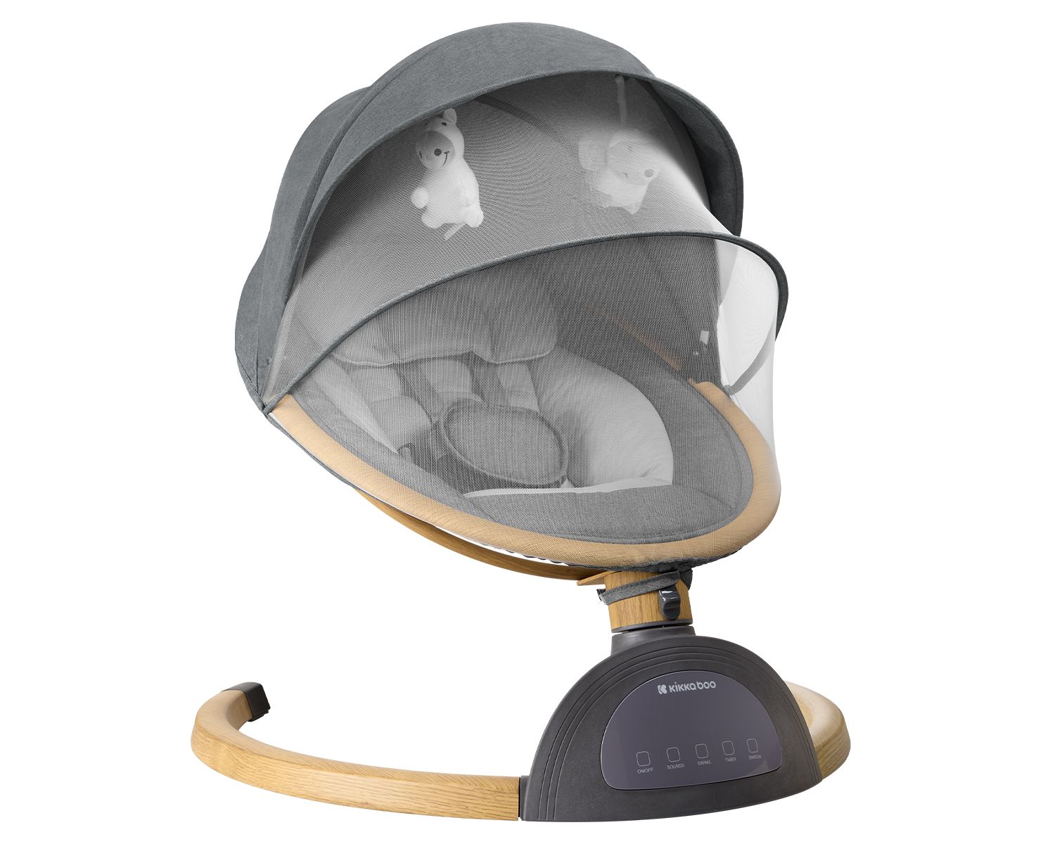 Kikkaboo Babywippe Ashlee elektrisch Schaukelfunktion Moskitonetz Fernbedienung hellgrau - Bild 1