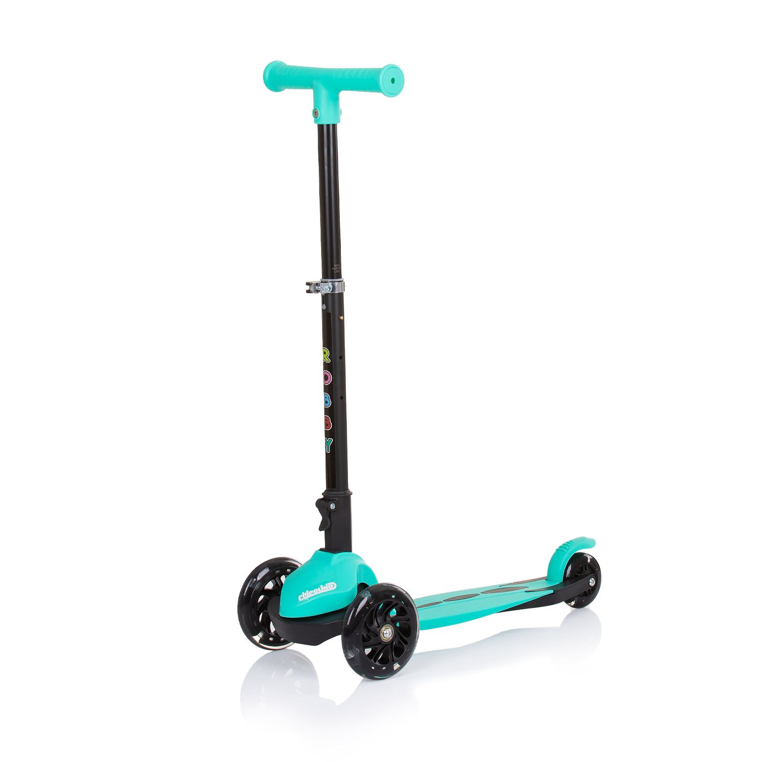 Chipolino Kinderroller Robby 3 LED-R&auml;der Lenker h&ouml;henverstellbar klappbar Bremse t&uuml;rkis - Bild 1