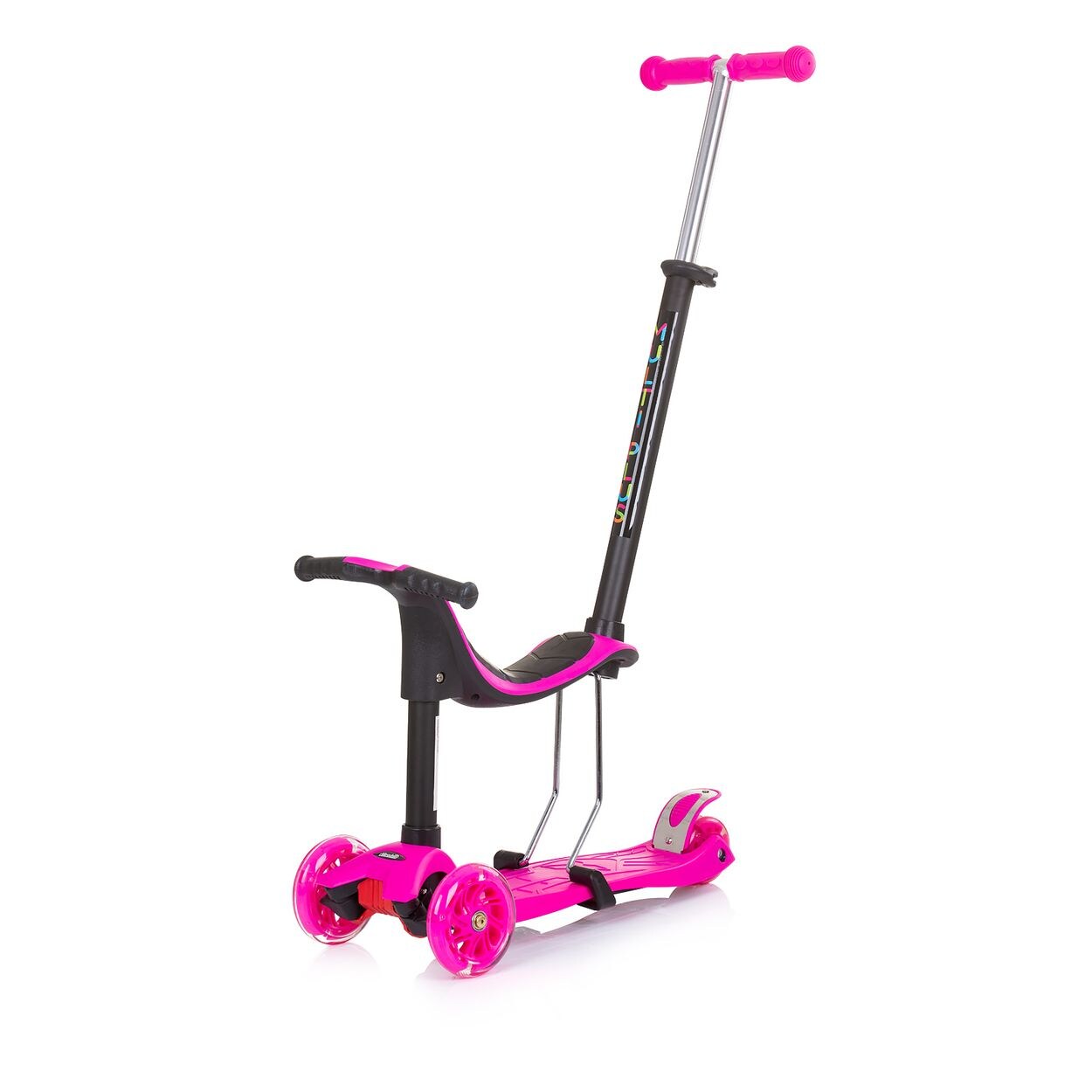 Chipolino Kinderroller 3 in 1 Multi Plus 3 Räder, Laufrad, Roller, LED-Lichter pink