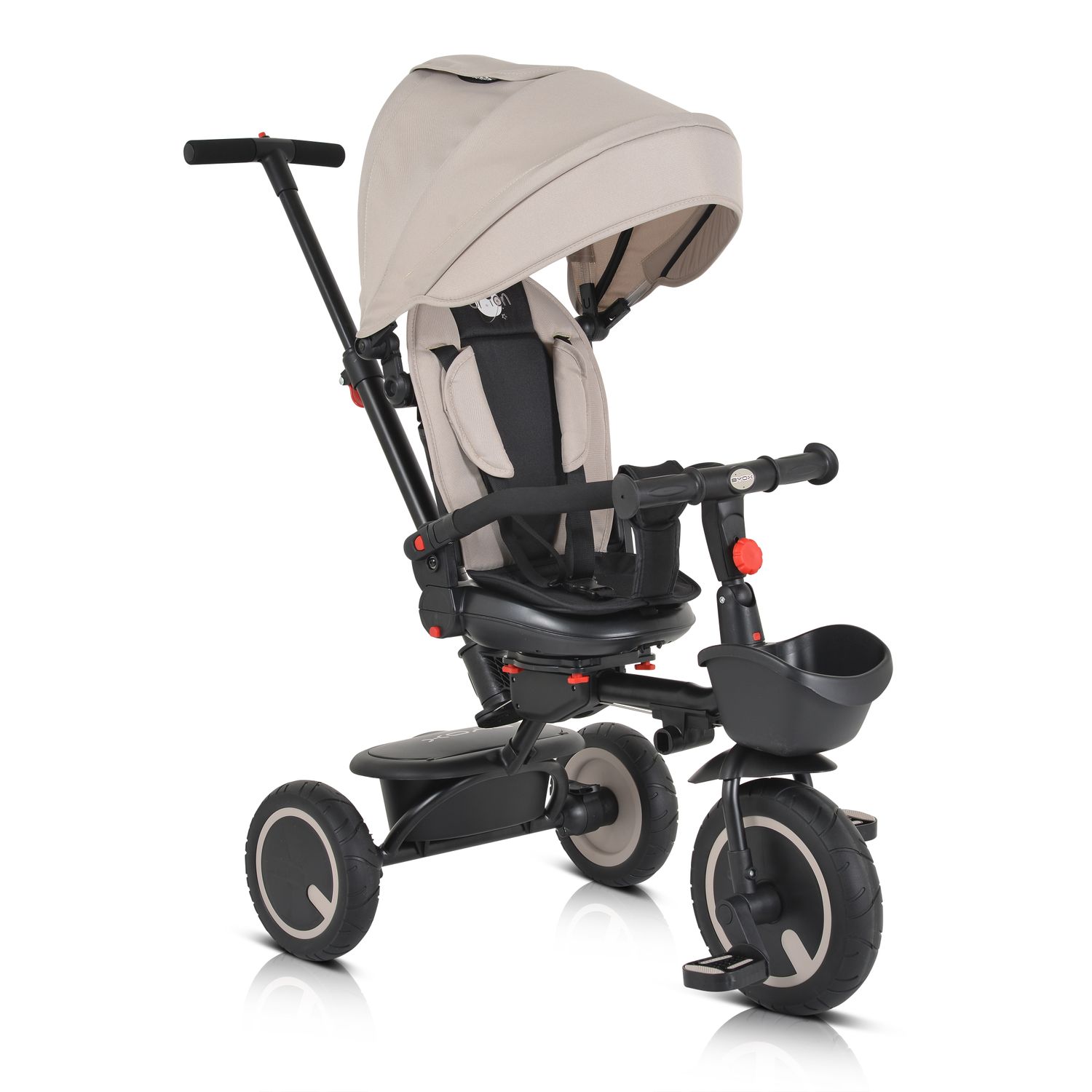 Byox Dreirad Tricycle Orion faltbar, PU-Reifen, drehbarer Sitz, Schiebestange beige - Bild 1