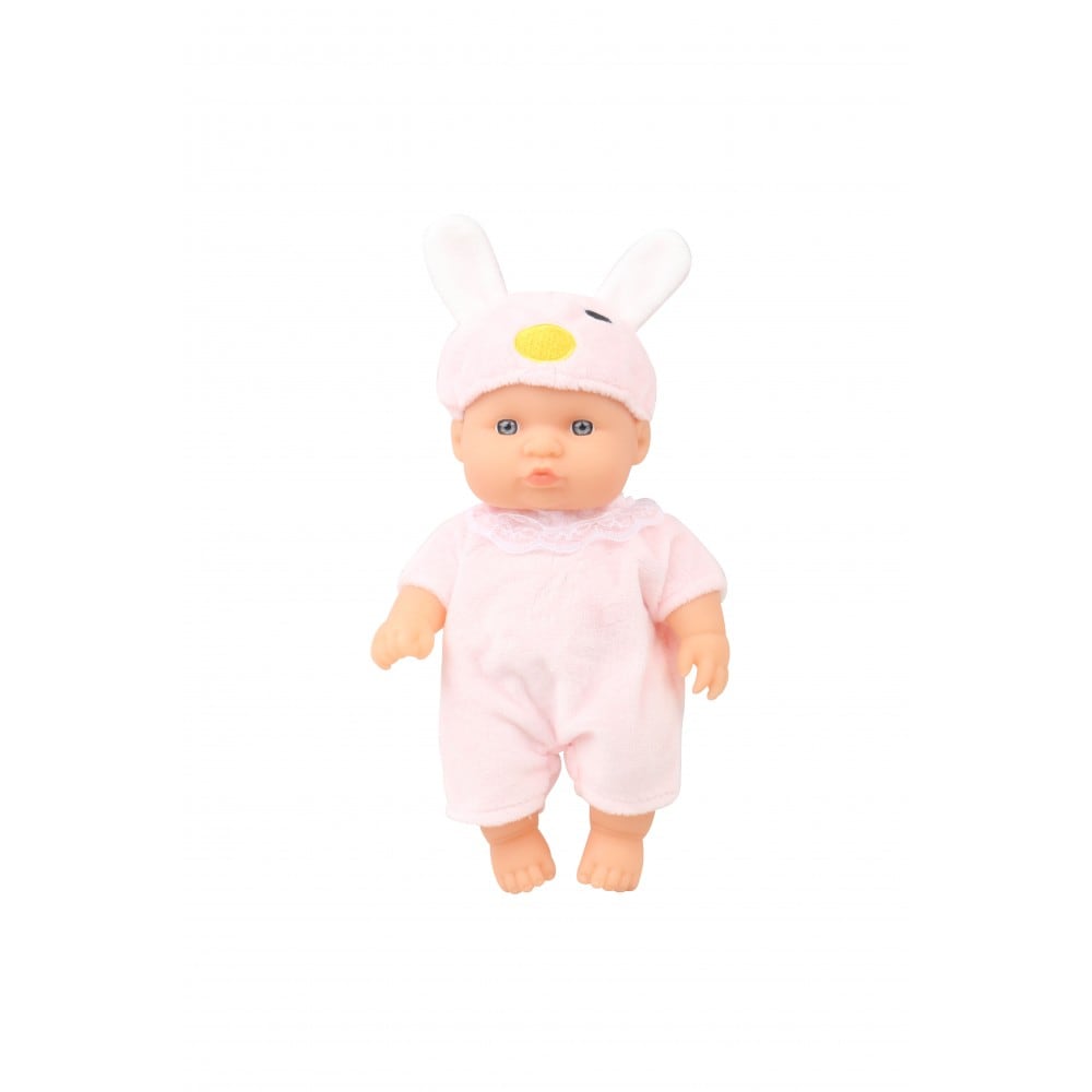 Moni Kinderpuppe 20 cm Maus Babypuppe, M&uuml;tze, Strampelanzug, ab 3 Jahren rosa - Bild 1