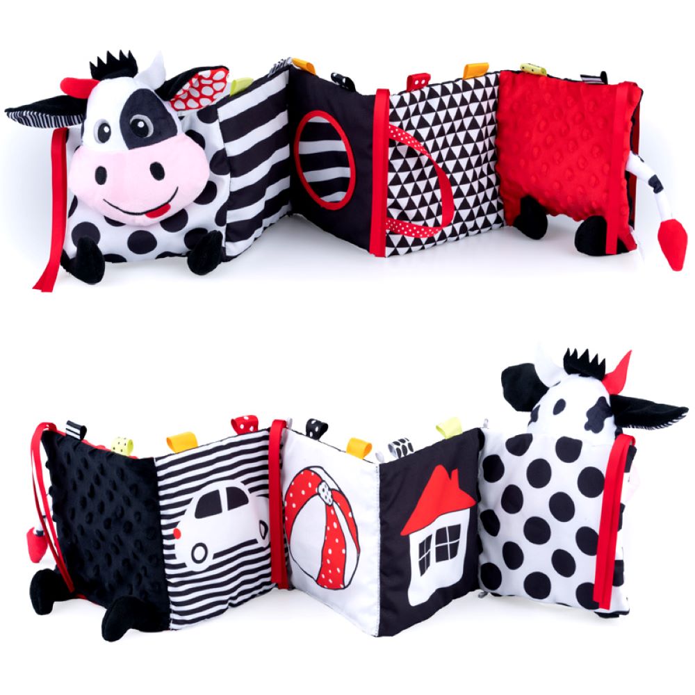 Bali Bazoo Baby Stoffbuch Kuh, Stoffbilderbuch 81044 Spiegel 10 Seiten Rassel wei&szlig; - Bild 1