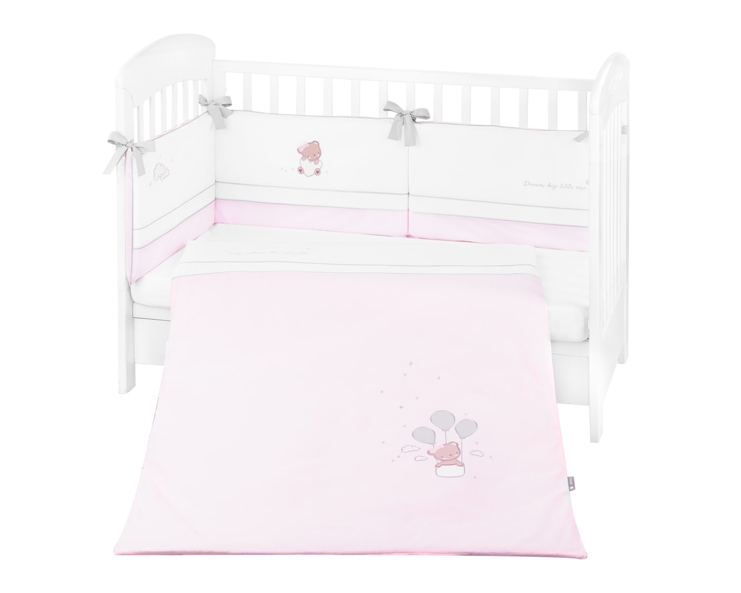 Kikkaboo Babybettw&auml;sche Set Dream Big 3-teilig Decke 135 x 95 f&uuml;r Bett 140 x 70 rosa - Bild 1