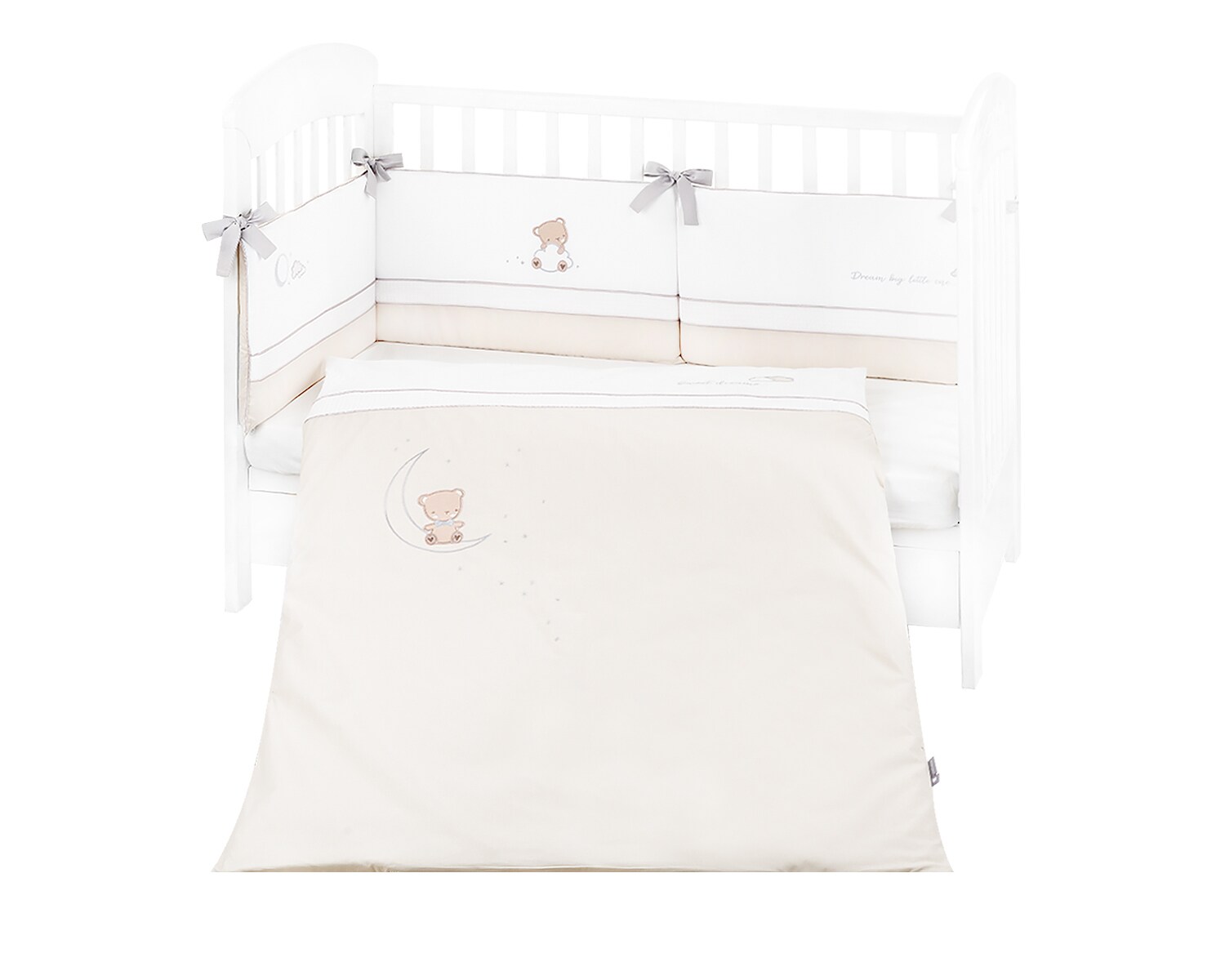 Kikkaboo Babybettw&auml;sche Set Dream Big 3-teilig Decke 135 x 95 f&uuml;r Bett 140 x 70 beige - Bild 1