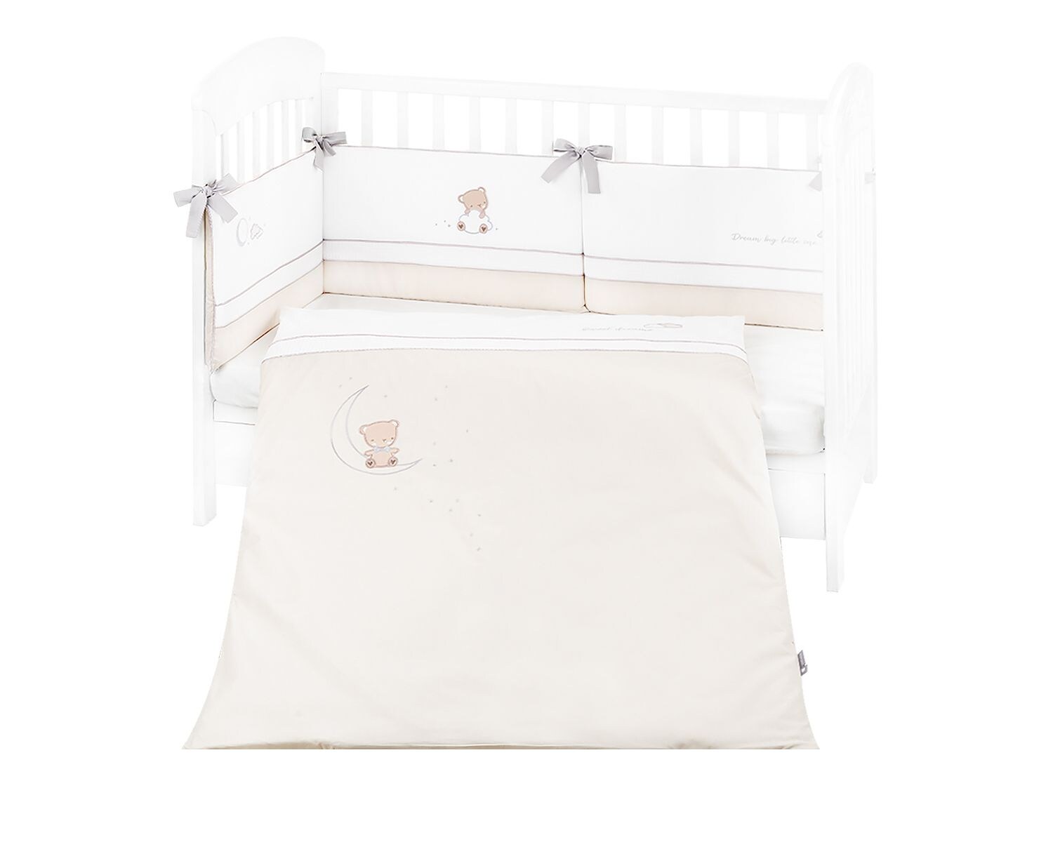 Kikkaboo Babybettwäsche Set Dream Big 3-teilig Decke 135 x 95 für Bett 140 x 70 beige