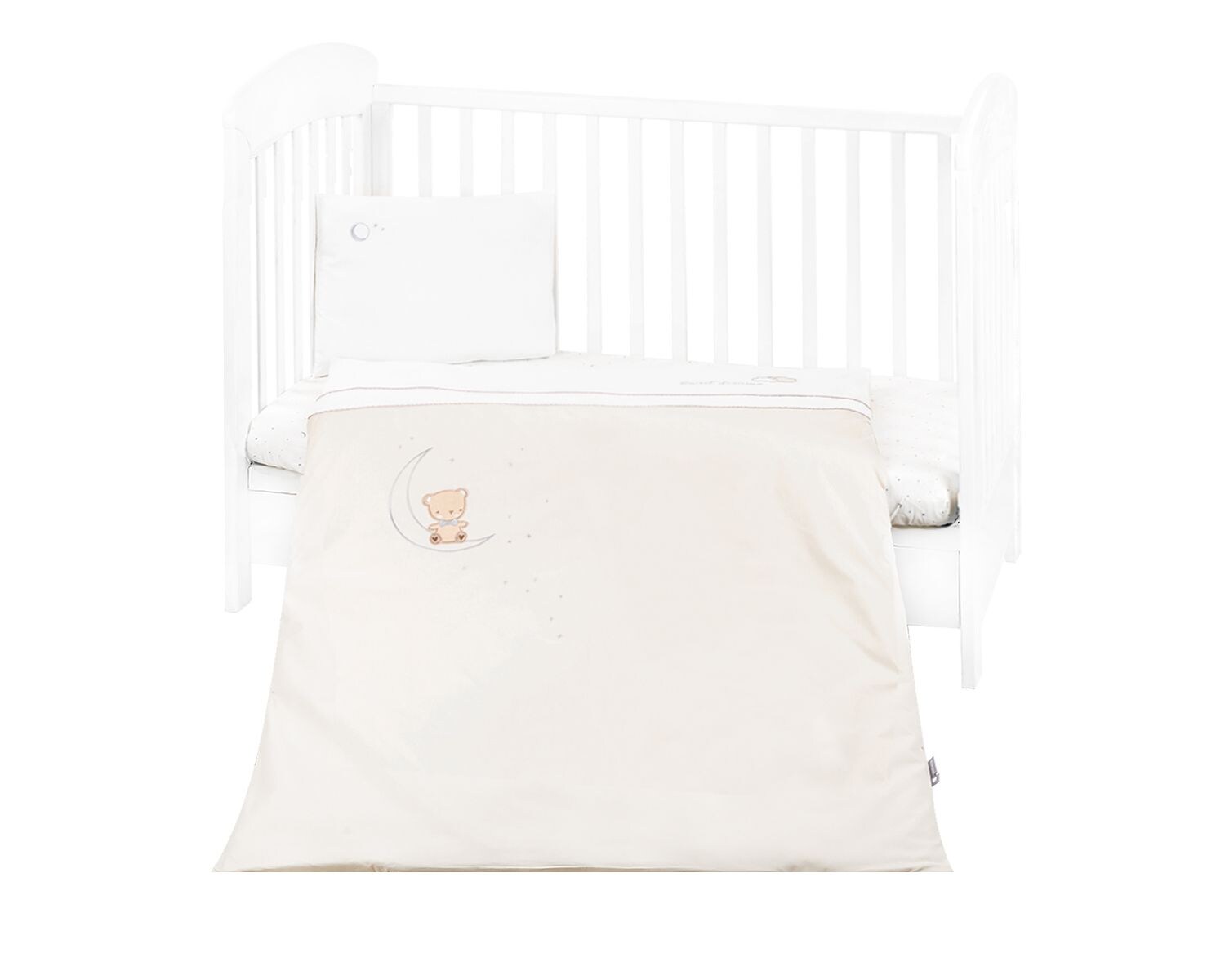 Kikkaboo Babybettwäsche Set Dream Big 5-teilig Decke 135 x 95cm Kissen 45 x 35cm beige