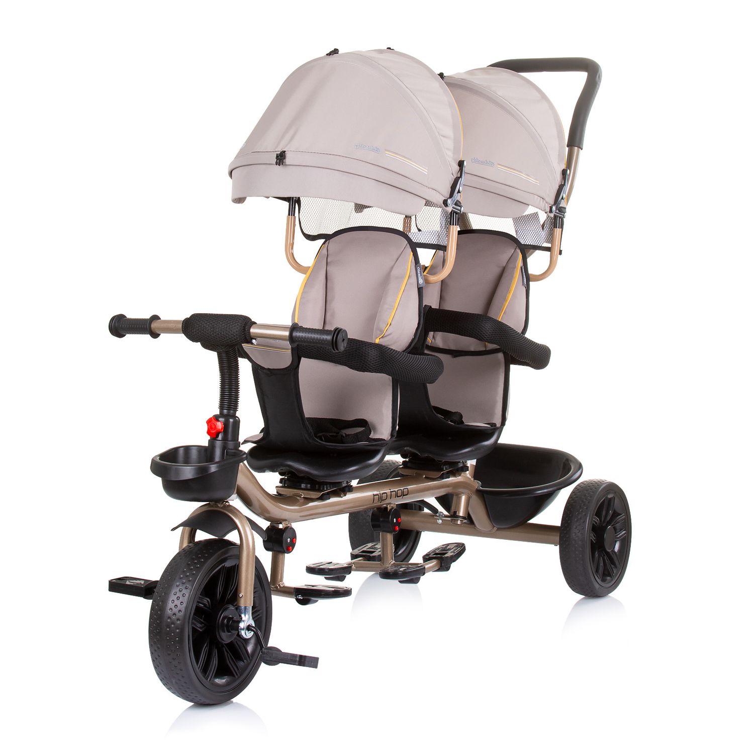 Chipolino Dreirad Tricycle Hip Hop, zwei Kinder, bis 40 kg, Sitze 360&deg; drehbar beige - Bild 1