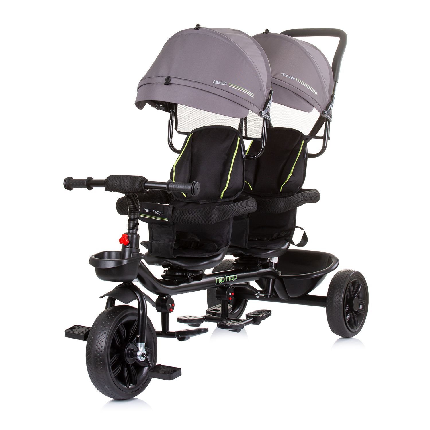 Chipolino Dreirad Tricycle Hip Hop, zwei Kinder, bis 40 kg, Sitze 360&deg; drehbar grau - Bild 1
